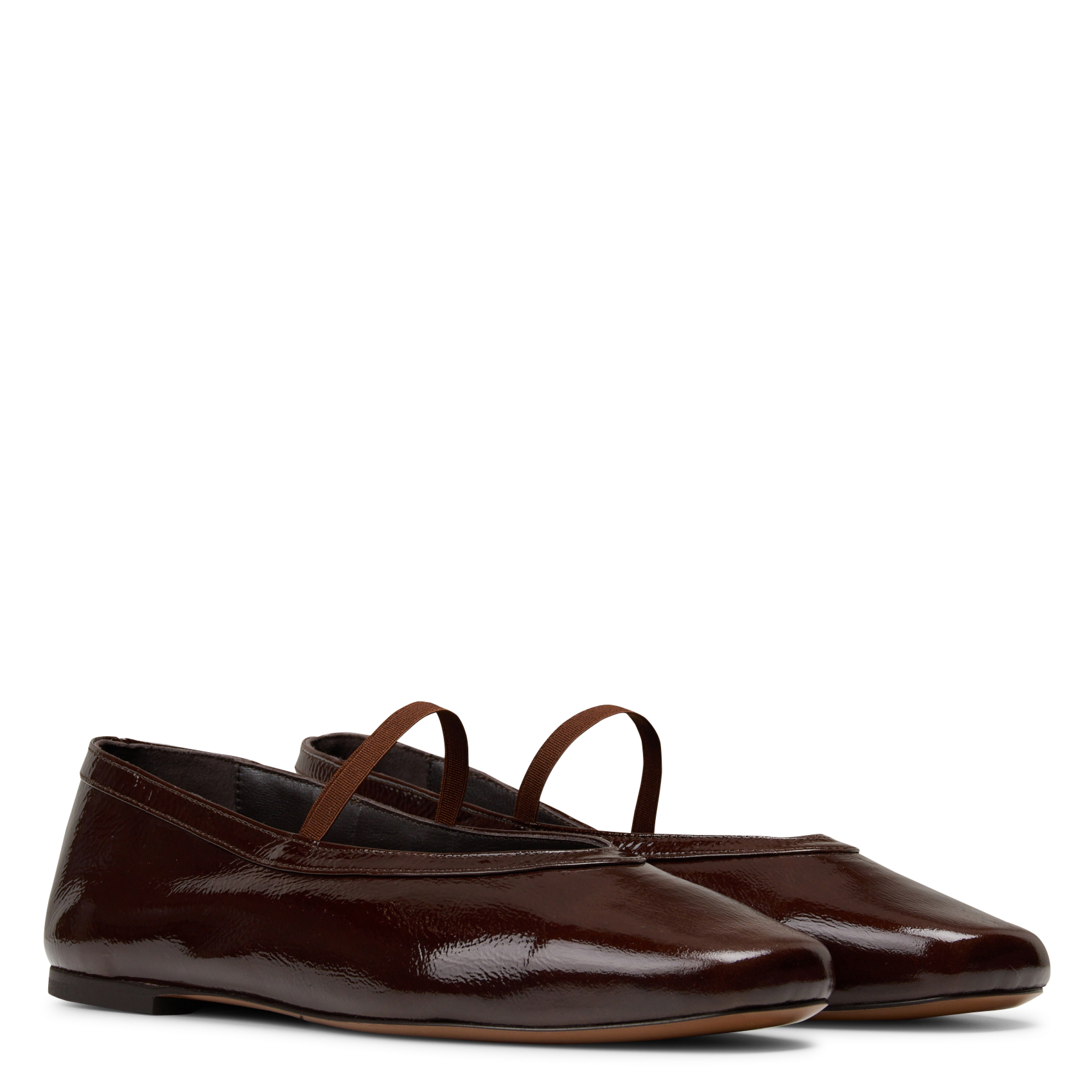Ballerines en cuir vernis RIVECOUR Marron