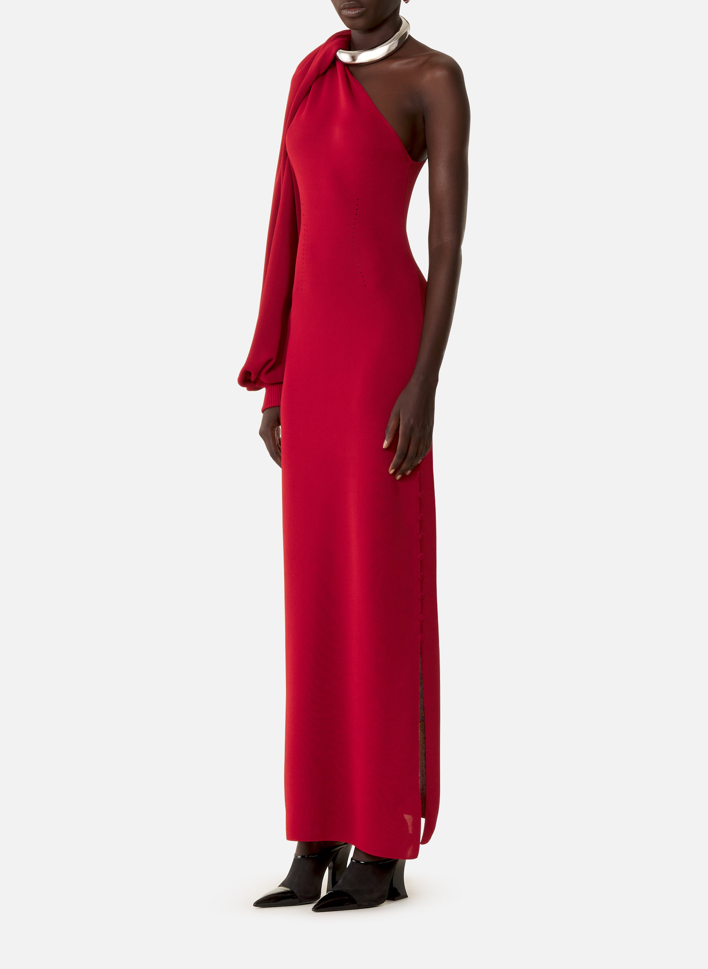 Robe choker asymétrique en viscose LANVIN Rouge