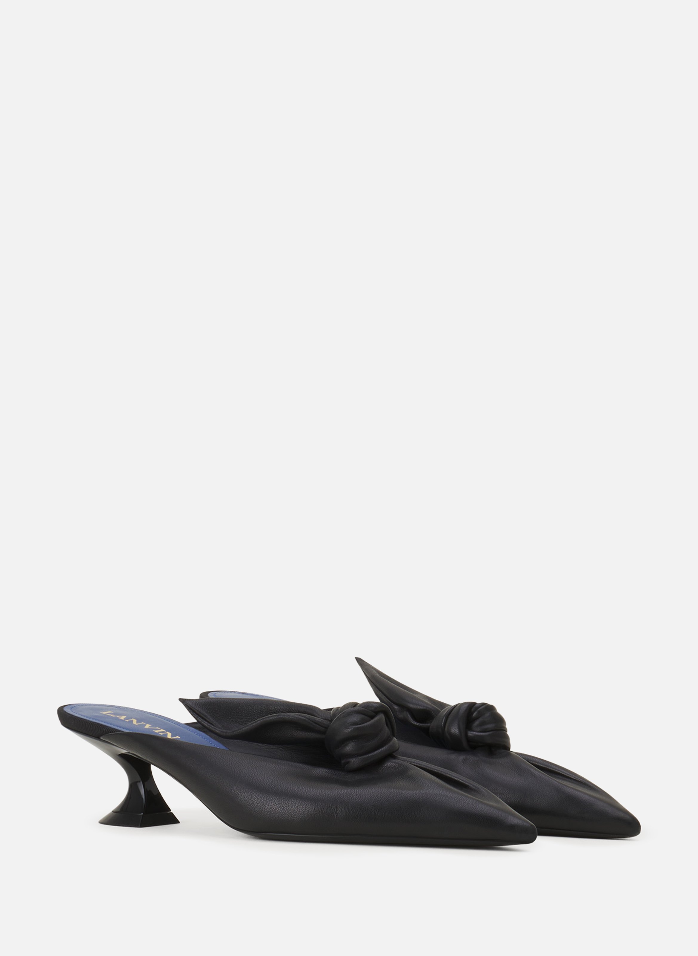 Mule à talon midnight step noeud en cuir LANVIN Noir