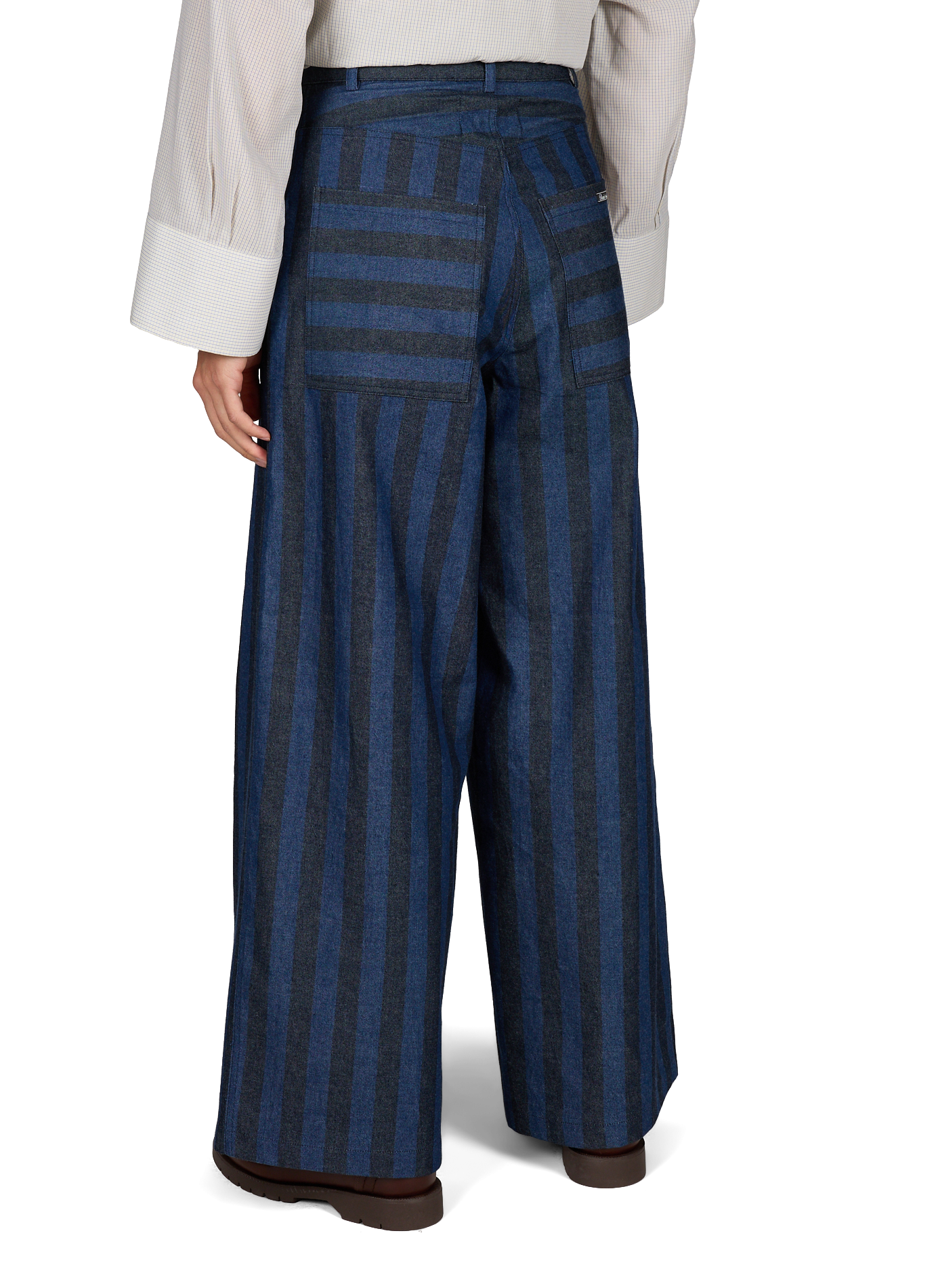 Wide-leg cotton striped pants RENÈ Blue