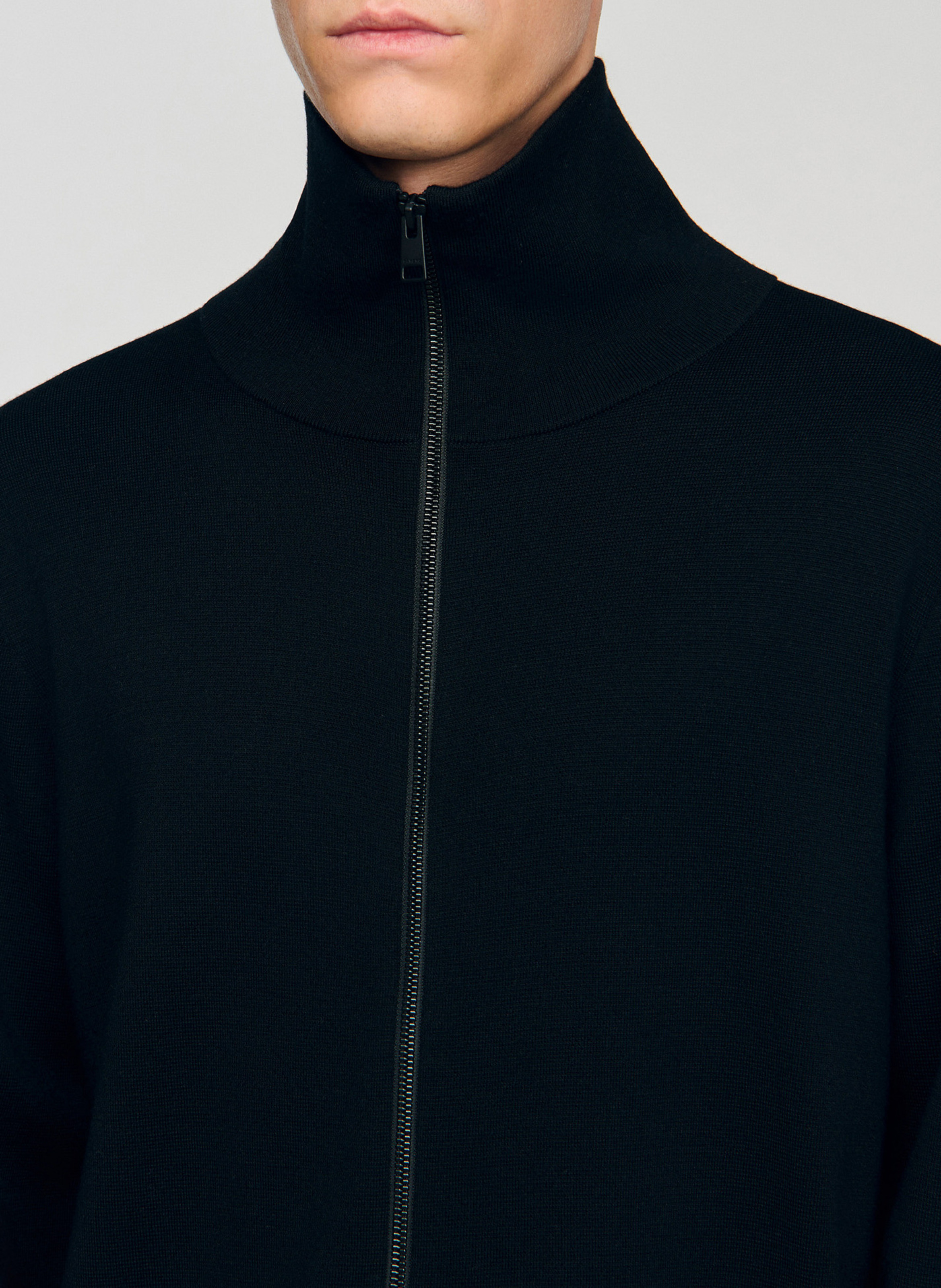 Gilet zippé en laine mélangée | Noir SANDRO Homme