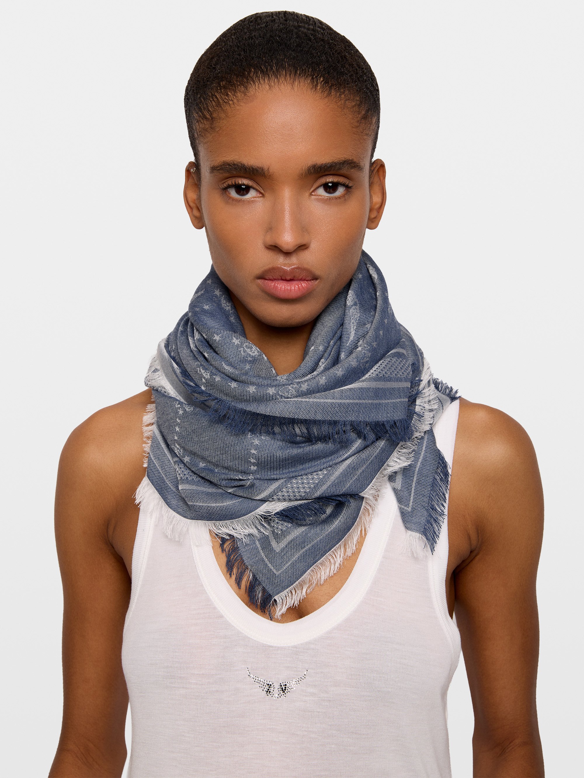 Foulard en jacquard imprimé liz ZADIG&VOLTAIRE Bleu
