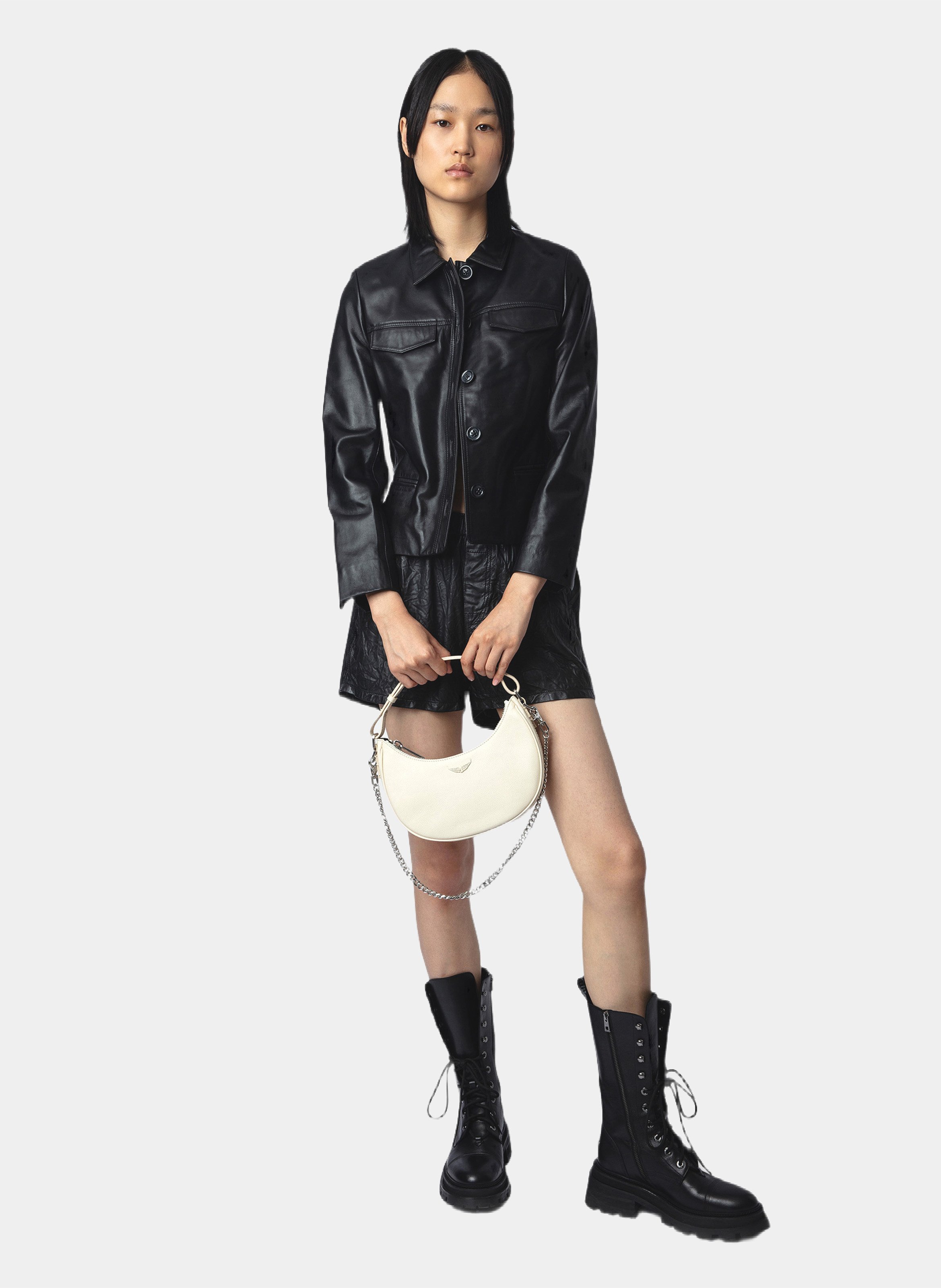 Sac épaule en cuir moonrock ZADIG&VOLTAIRE Blanc