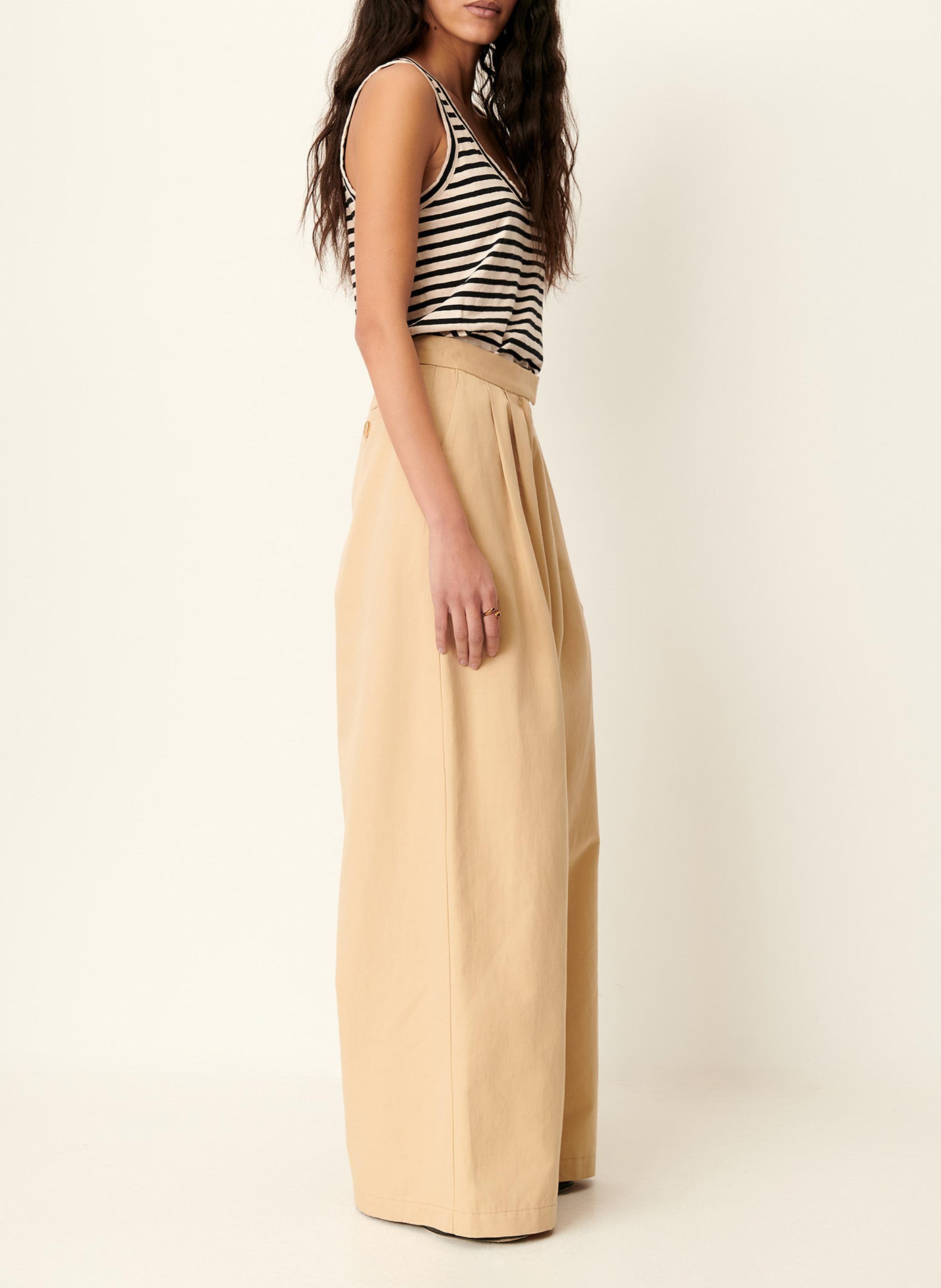 Pantalon large en coton mélangé rivera | Beige SESSUN Femme