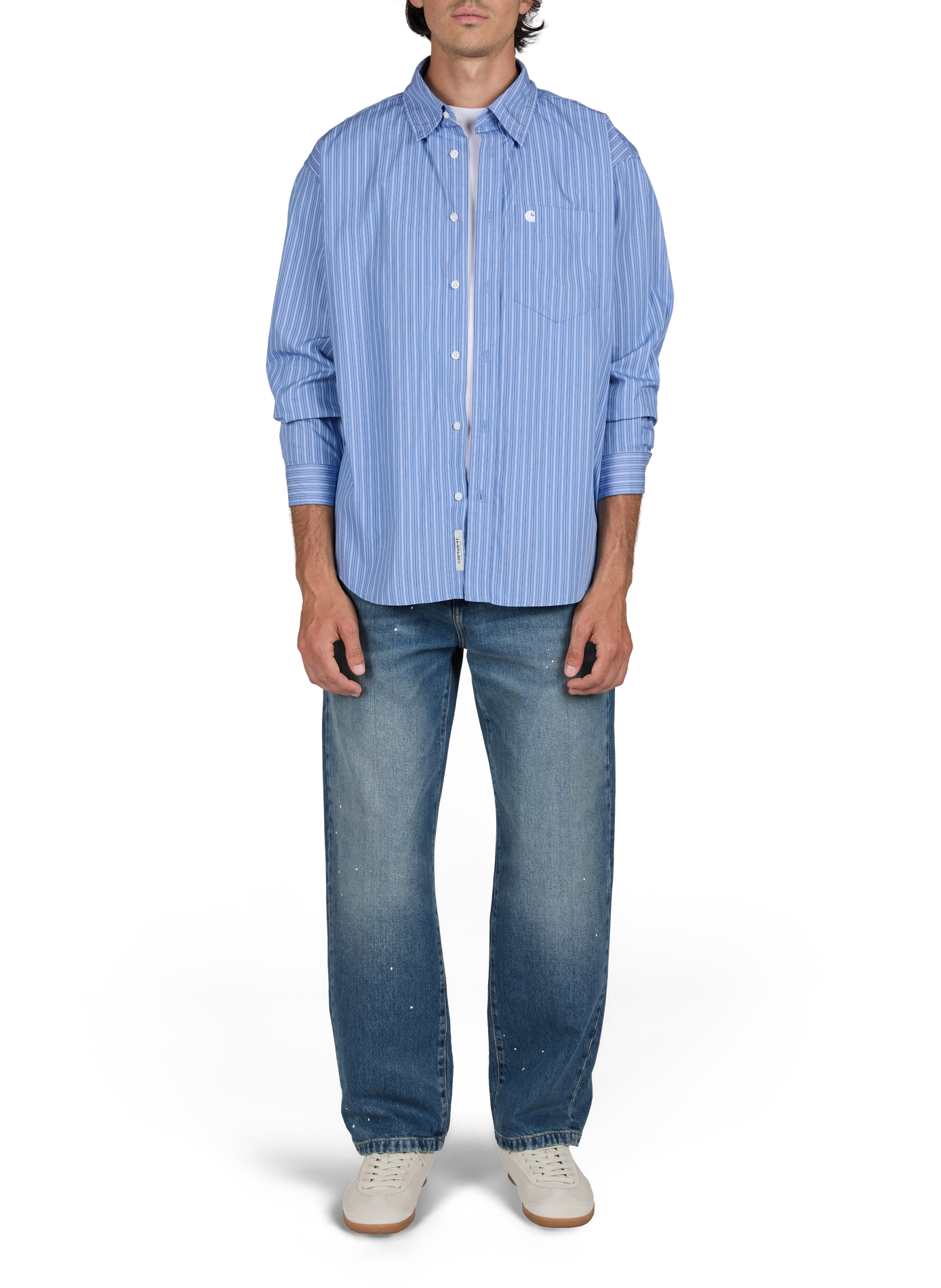 Striped long-sleeve cotton shirt CARHARTT WIP Blue