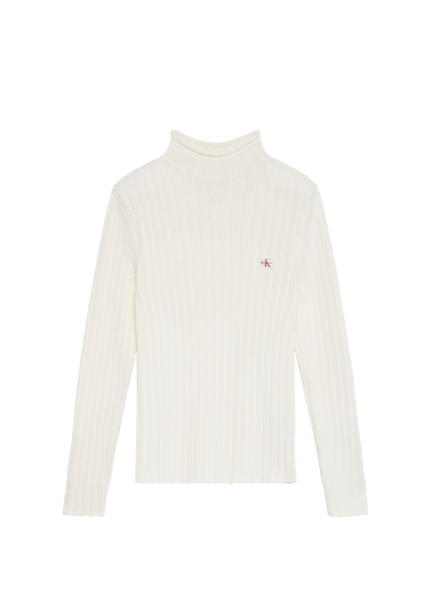 Cotton high-neck logo sweater CALVIN KLEIN Beige