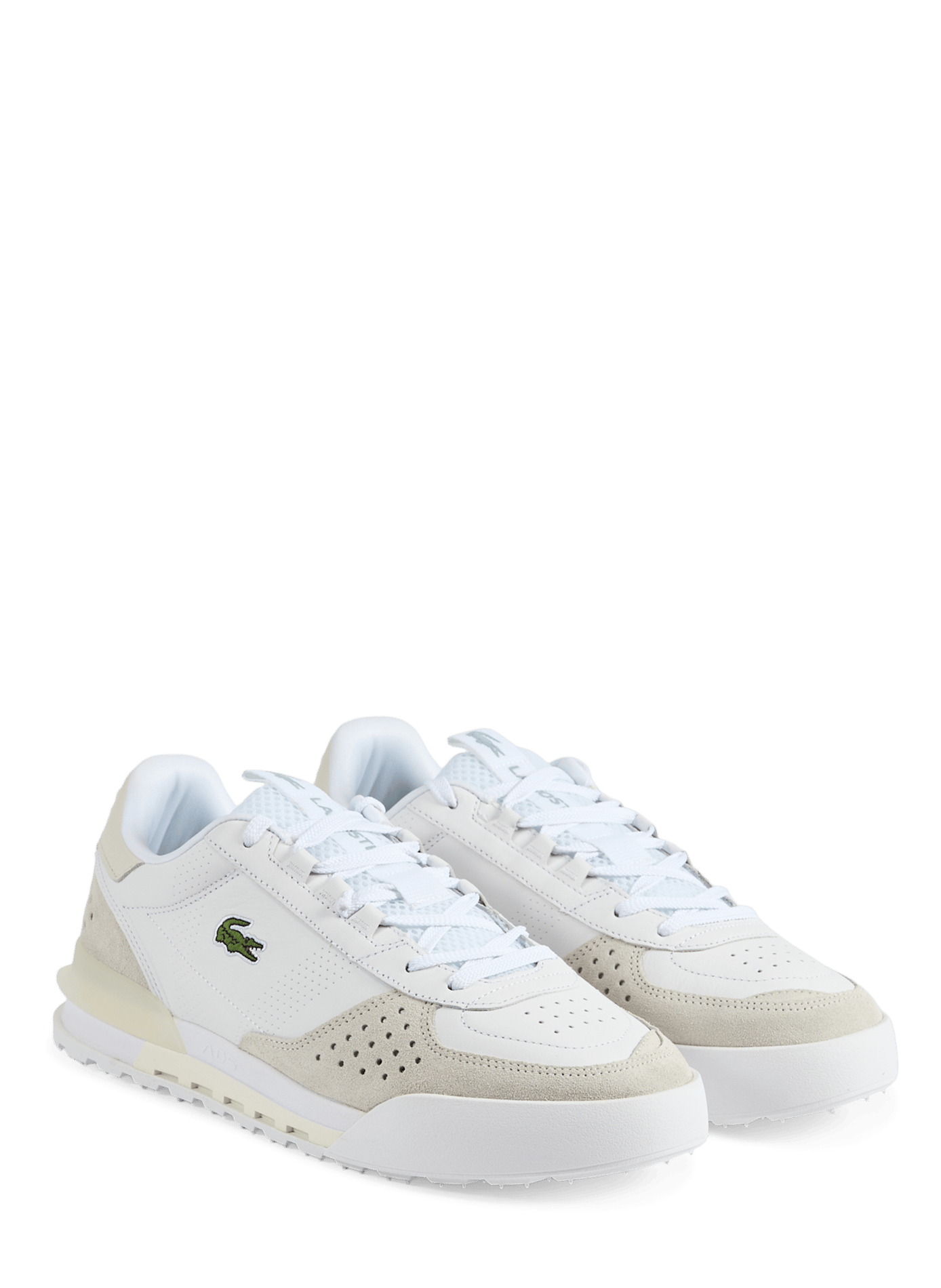 Mixed leather sneakers LACOSTE White