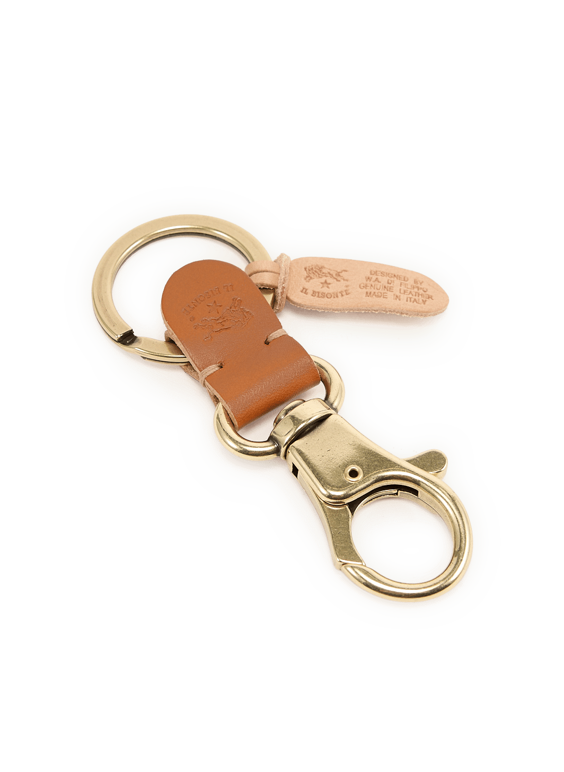 Schlüsselanhänger mit Karabinerhaken aus Rindsleder IL BISONTE Braun