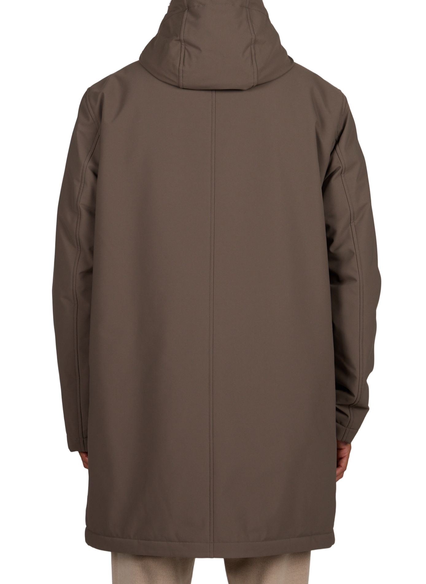 Manteau droit à capuche HERNO Marron