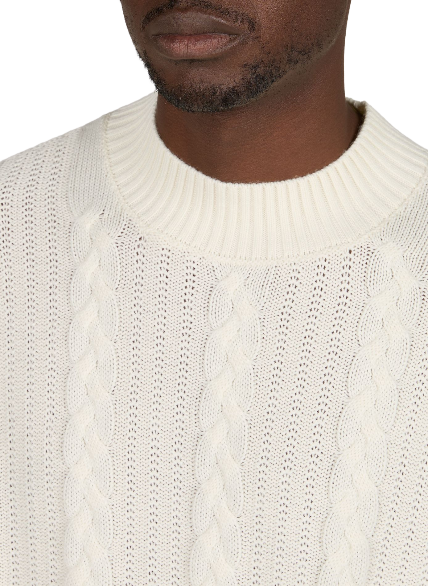 Round neck sweater in braided knit ARMANI EXCHANGE White