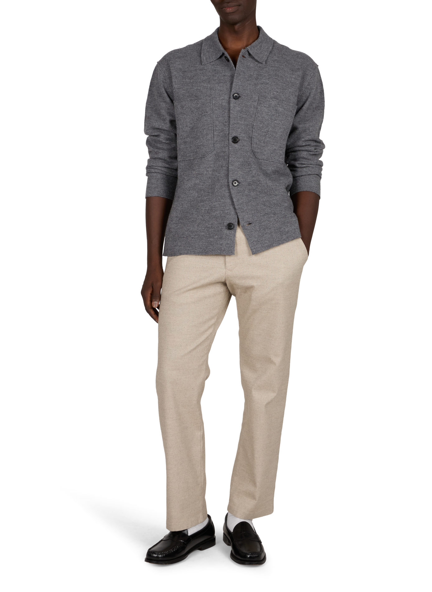 Straight merino wool overshirt NN.07 Grey