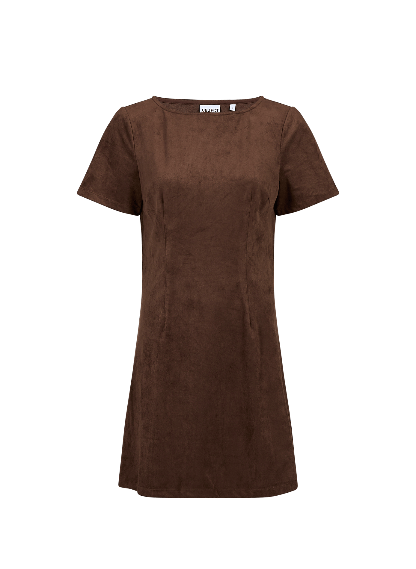 Straight faux suede dress OBJECT Brown