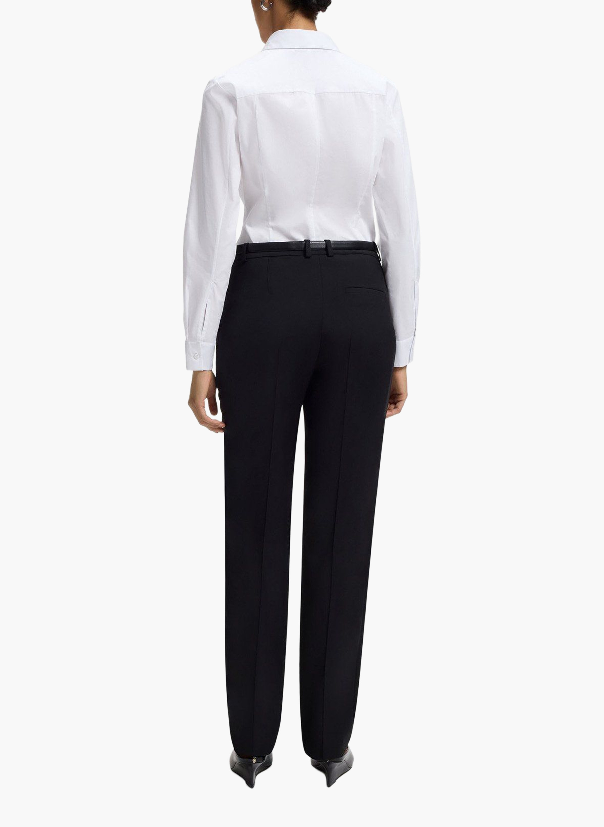 Chemise col classique en coton mélangé BOSS Blanc