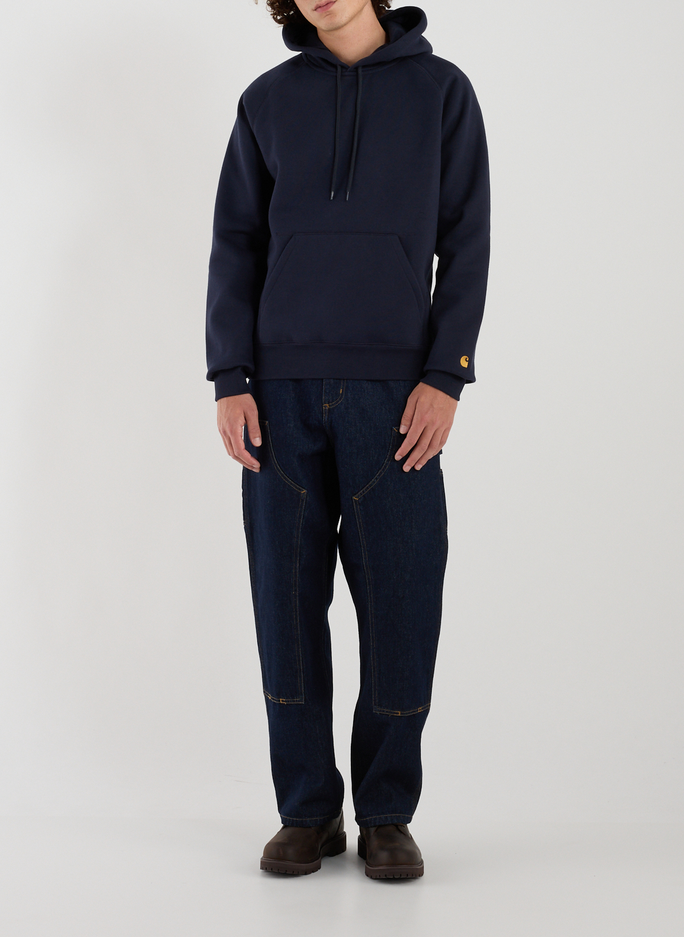 Solid color hooded sweatshirt in blended cotton. CARHARTT WIP Blue