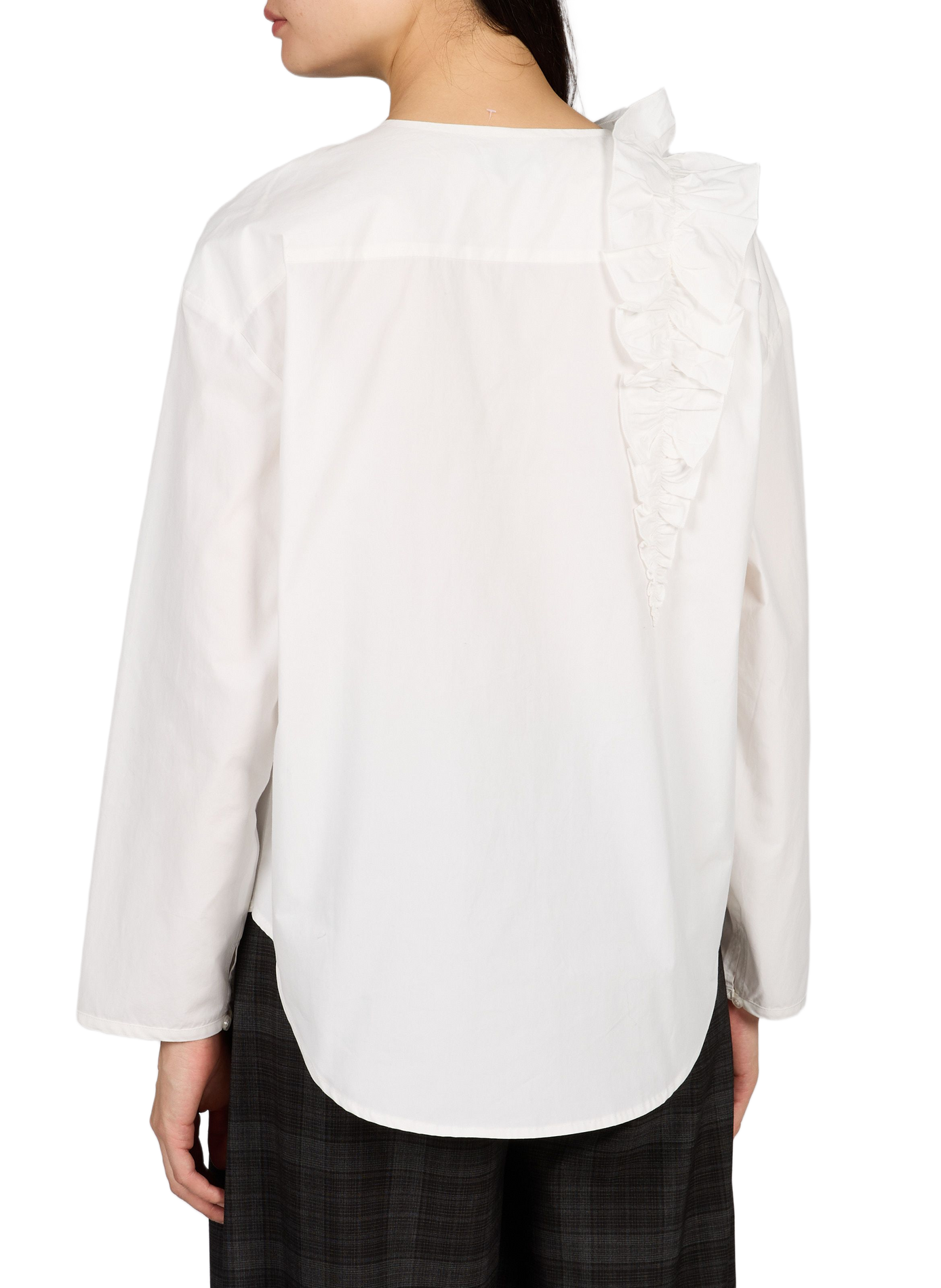 Loose-fitting round-neck cotton blouse OBJECT White