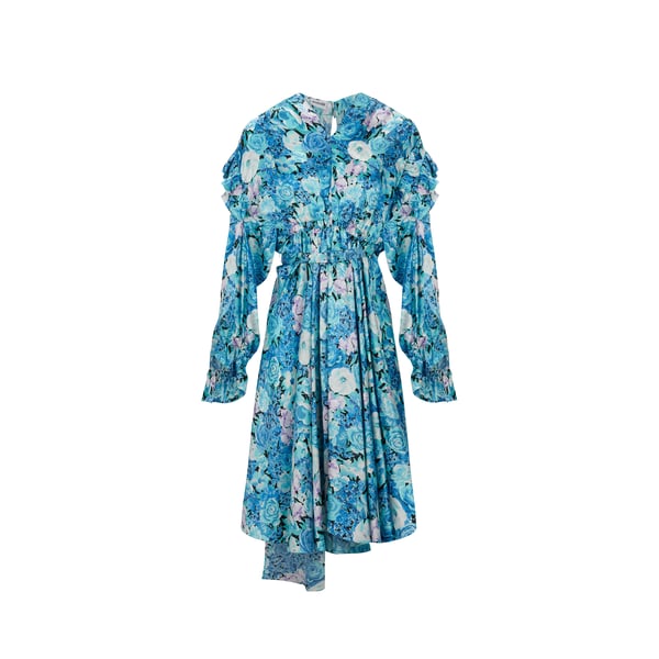 Robe Twisted Ruffle en soie