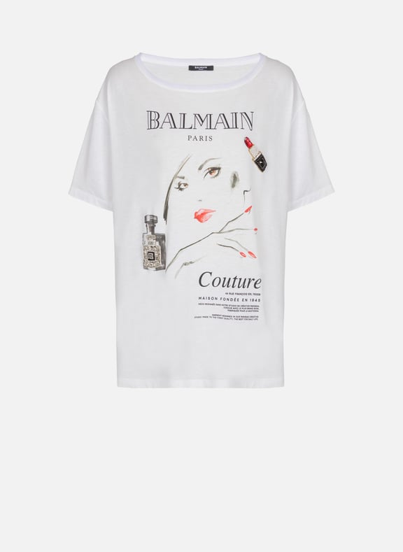 T-shirt imprimé balmain beauty à patchs Blanc by BALMAIN BALMAIN T-shirt imprimé balmain beauty à patchs Blanc