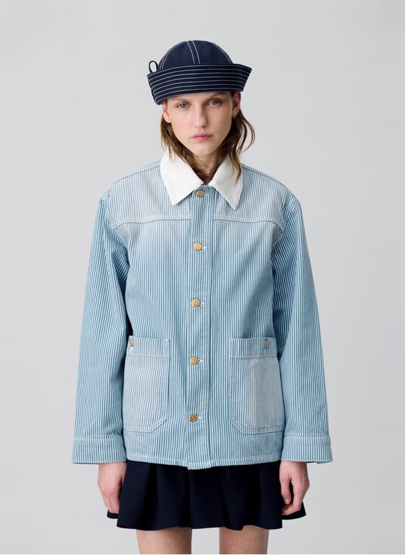 Veste col classique rayée en coton Multicolore by CLAUDIE PIERLOT CLAUDIE PIERLOT Veste col classique rayée en coton Multicolore