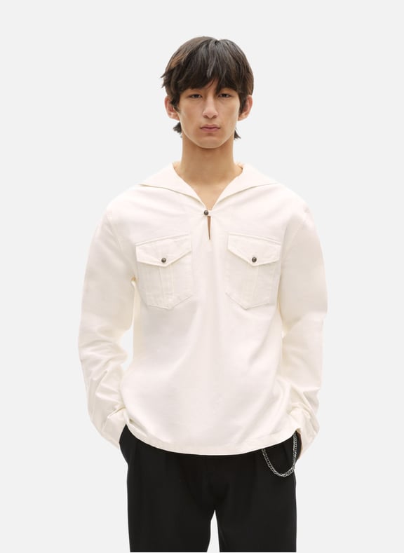Chemise manches longues col vareuse Beige by THE KOOPLES THE KOOPLES Chemise manches longues col vareuse Beige