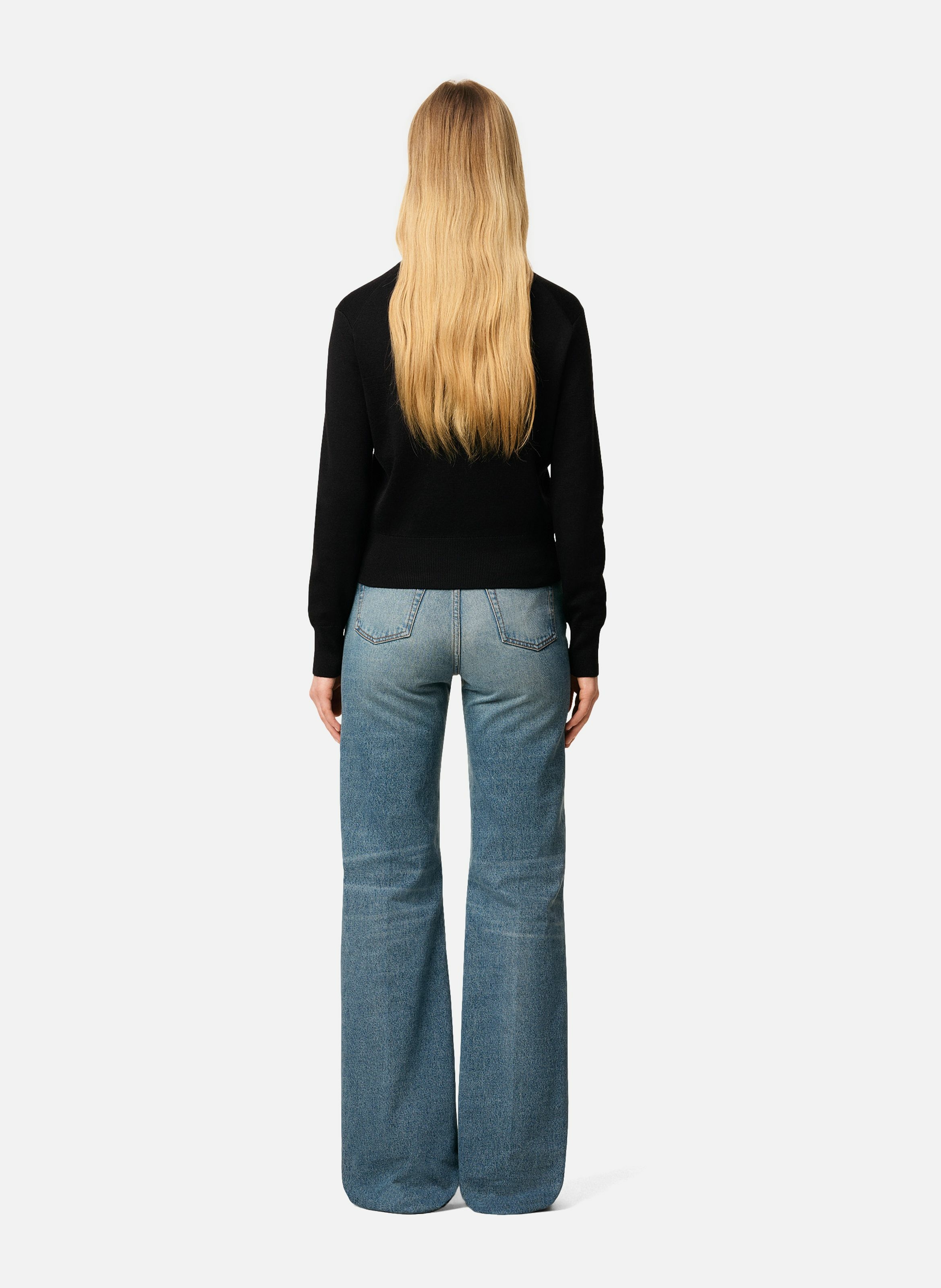 Pull Col Rond Ami De Coeur En Laine AMI PARIS Noir