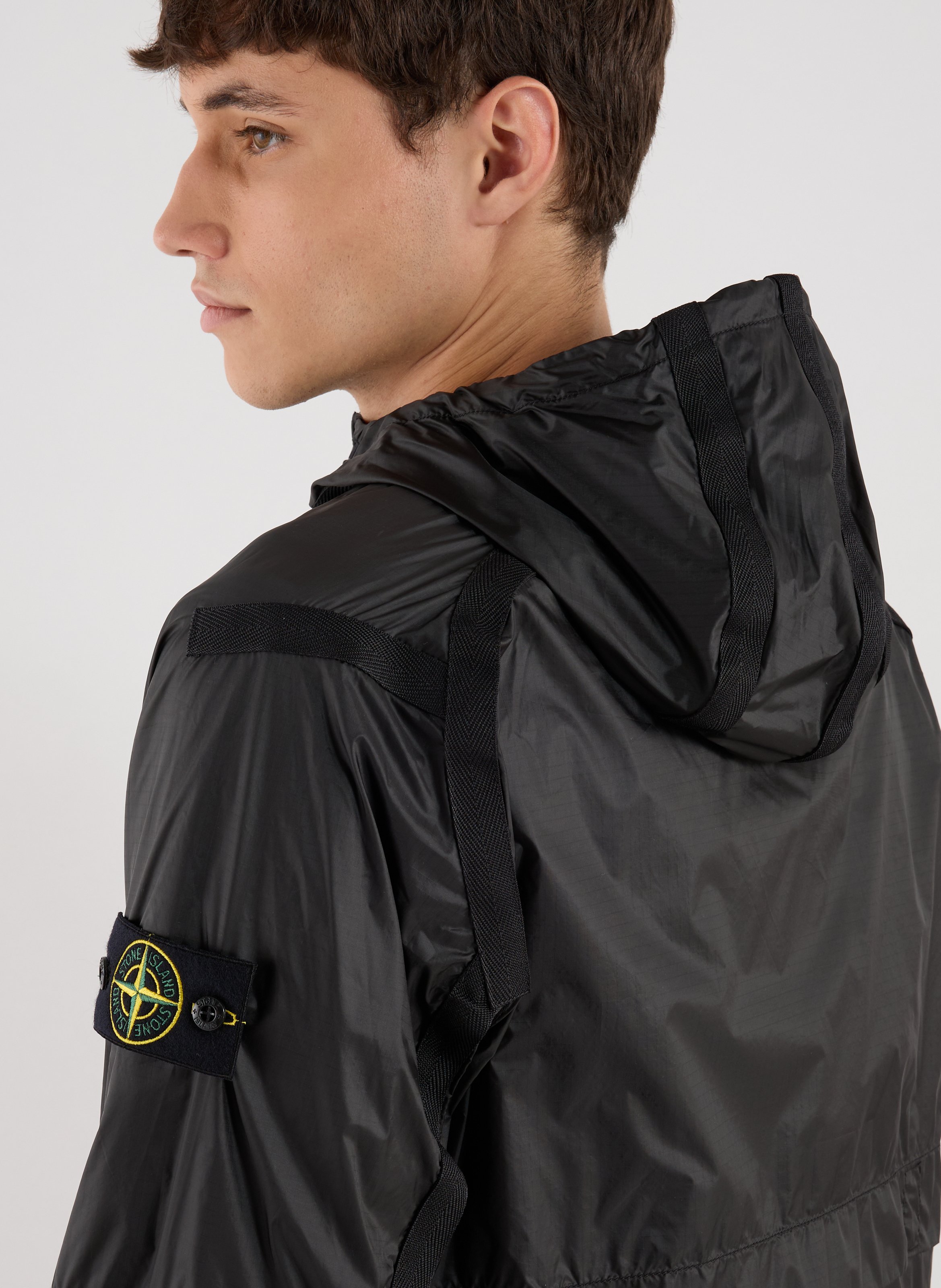 Recycled polyester-blend windbreaker jacket STONE ISLAND Grey
