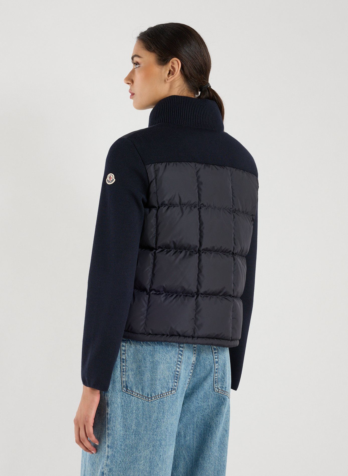Bi-material blazer jacket MONCLER Blue