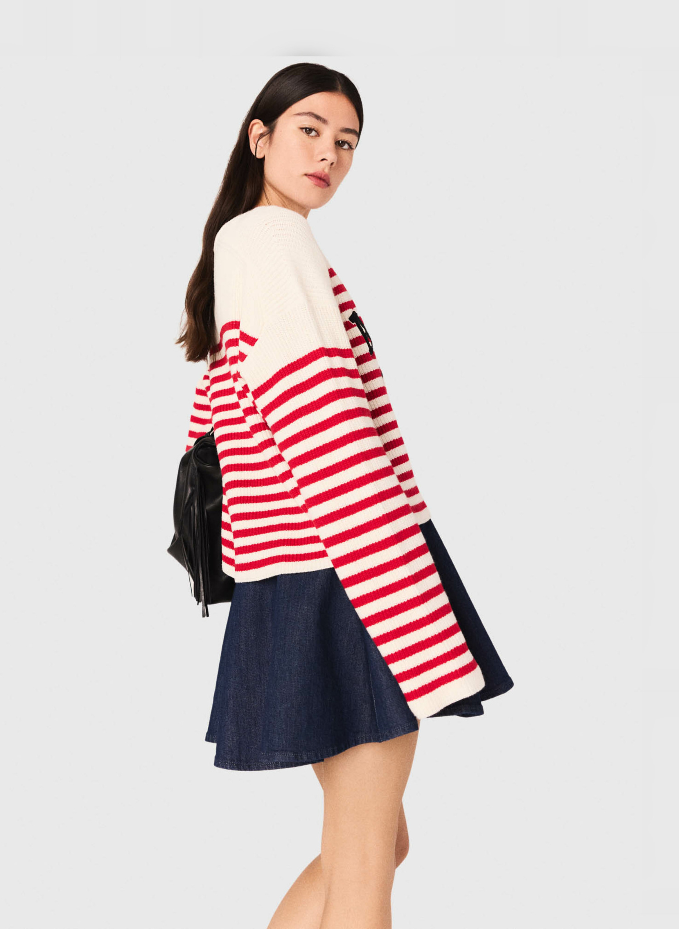 Sweat col rond en laine mélangée Beige