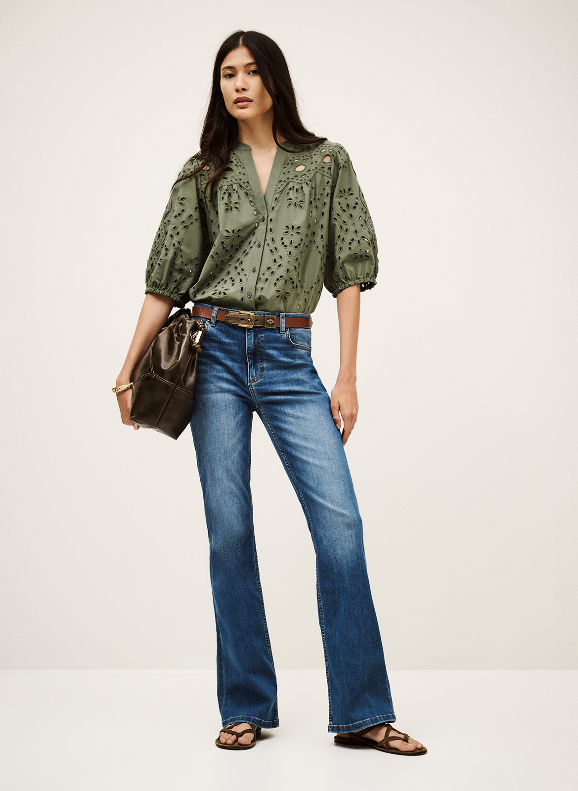 Jean flare en coton mélangé aommie BA&SH Bleu