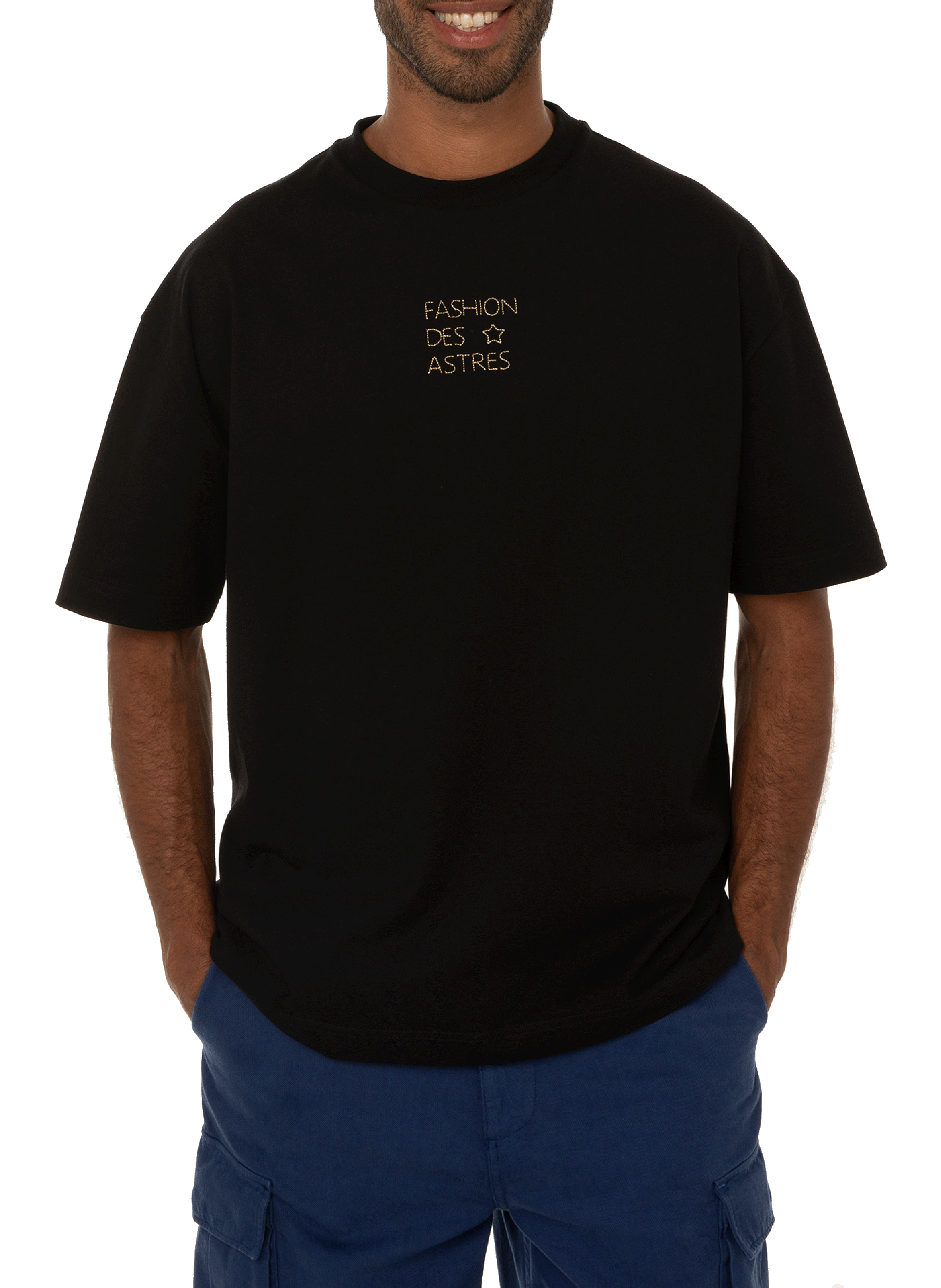 SAISON 1865 T-shirt à inscription brodée Noir
