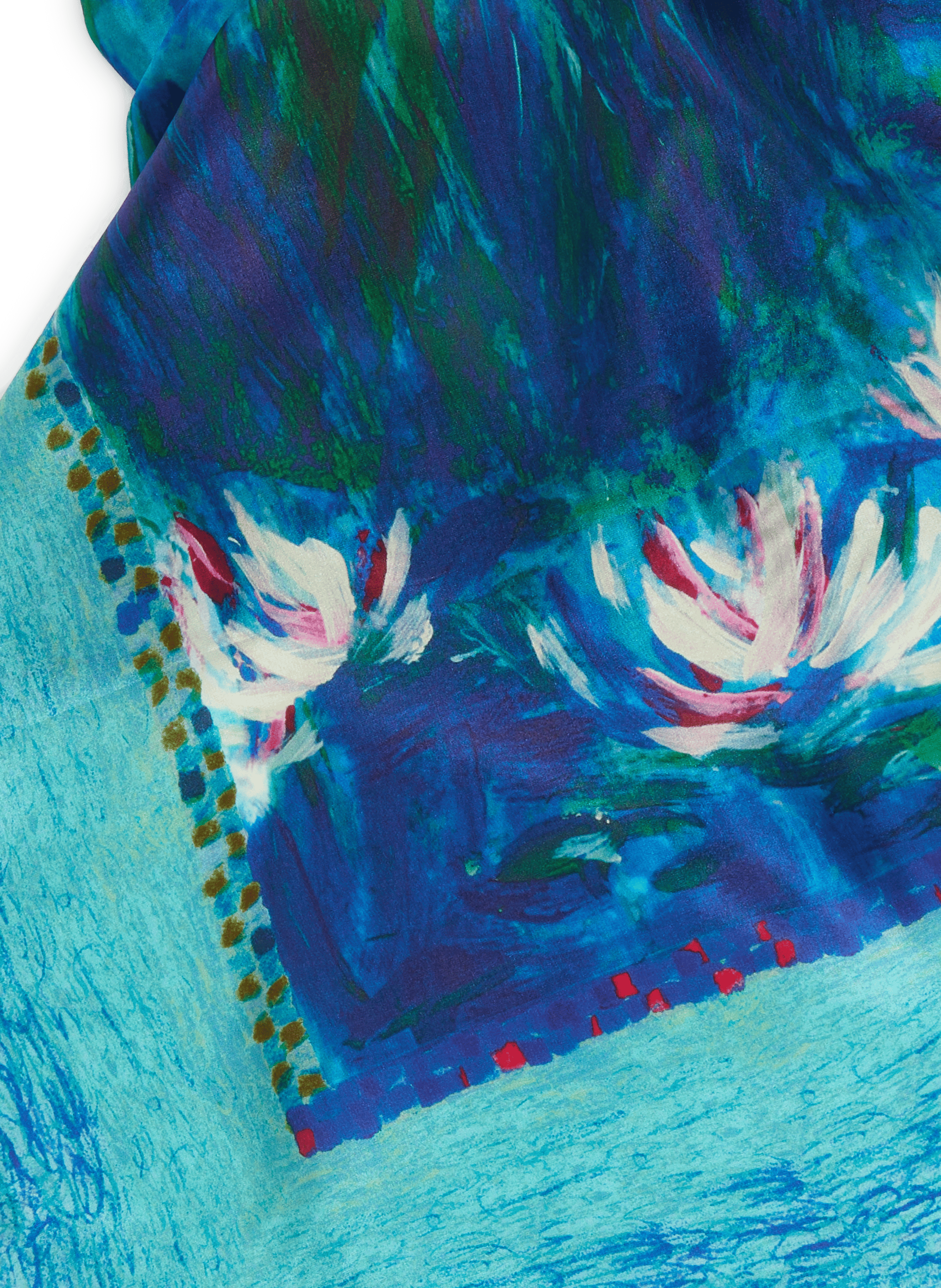 Echarpe Nymphéas en soie PETRUSSE Bleu