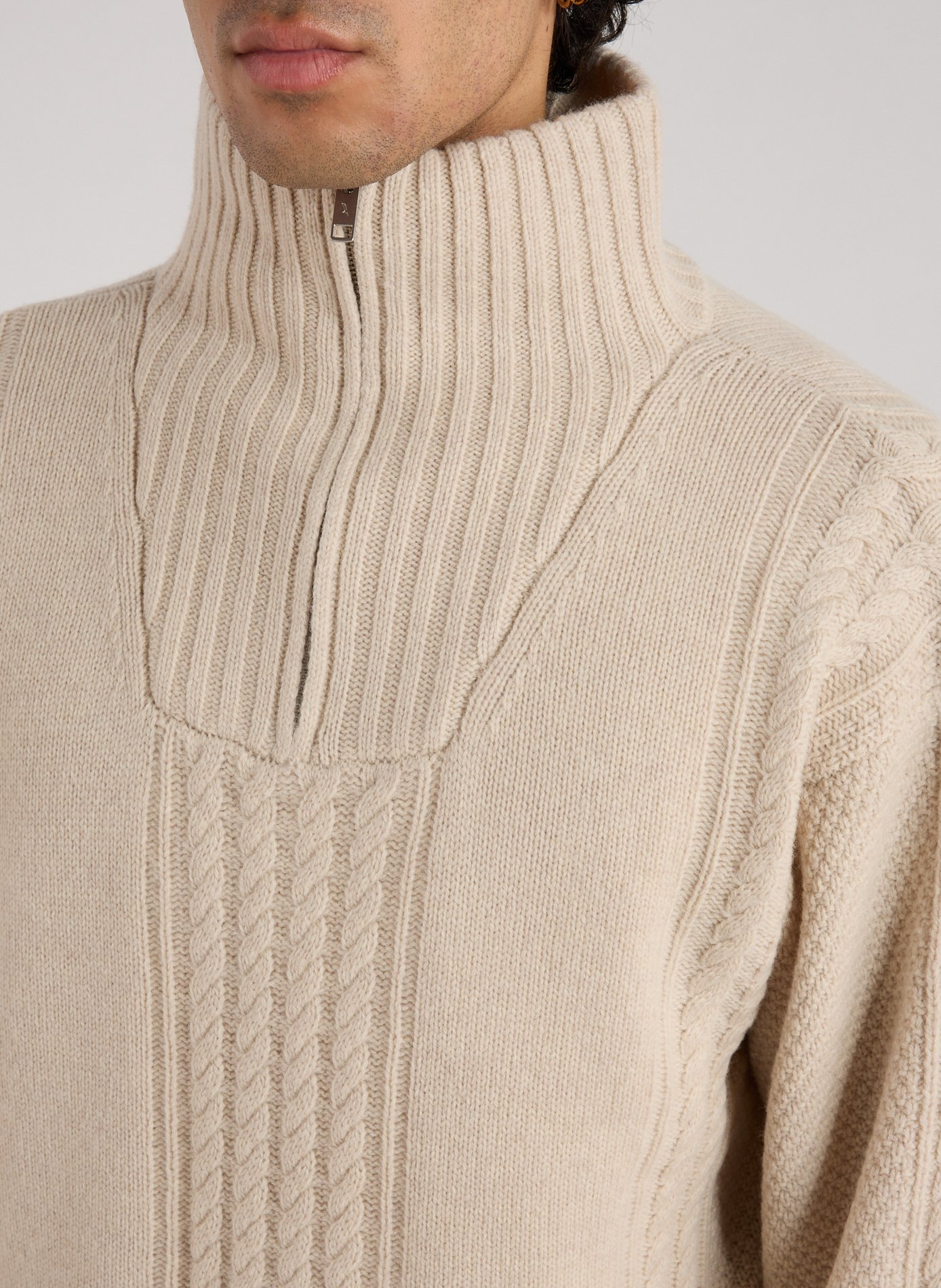 Pull col zippé en laine mélangée AIGLE Beige