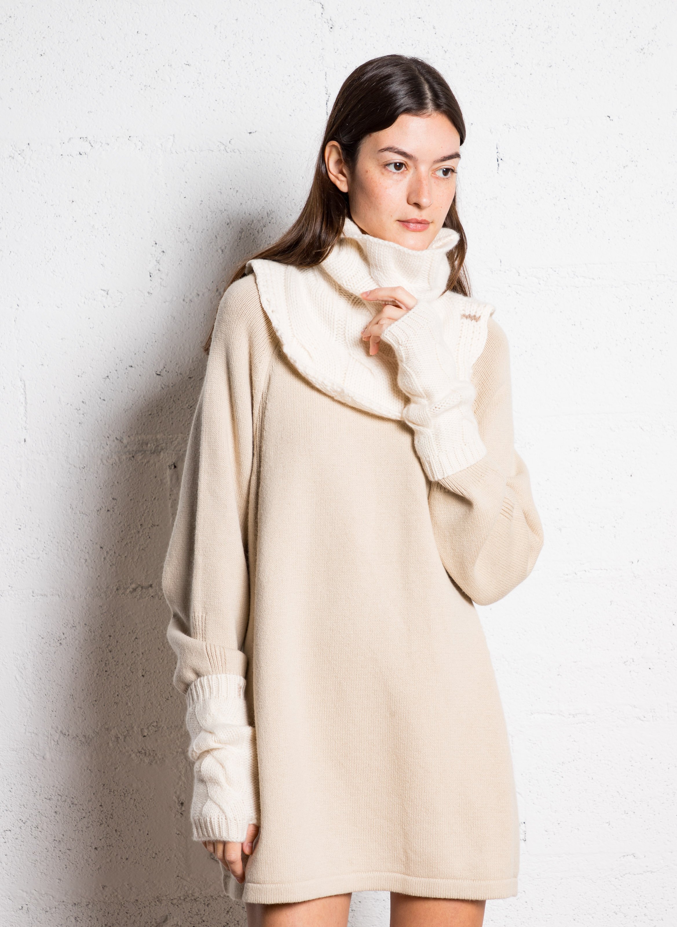Robe pull courte en laine et coton medee BA&SH Beige