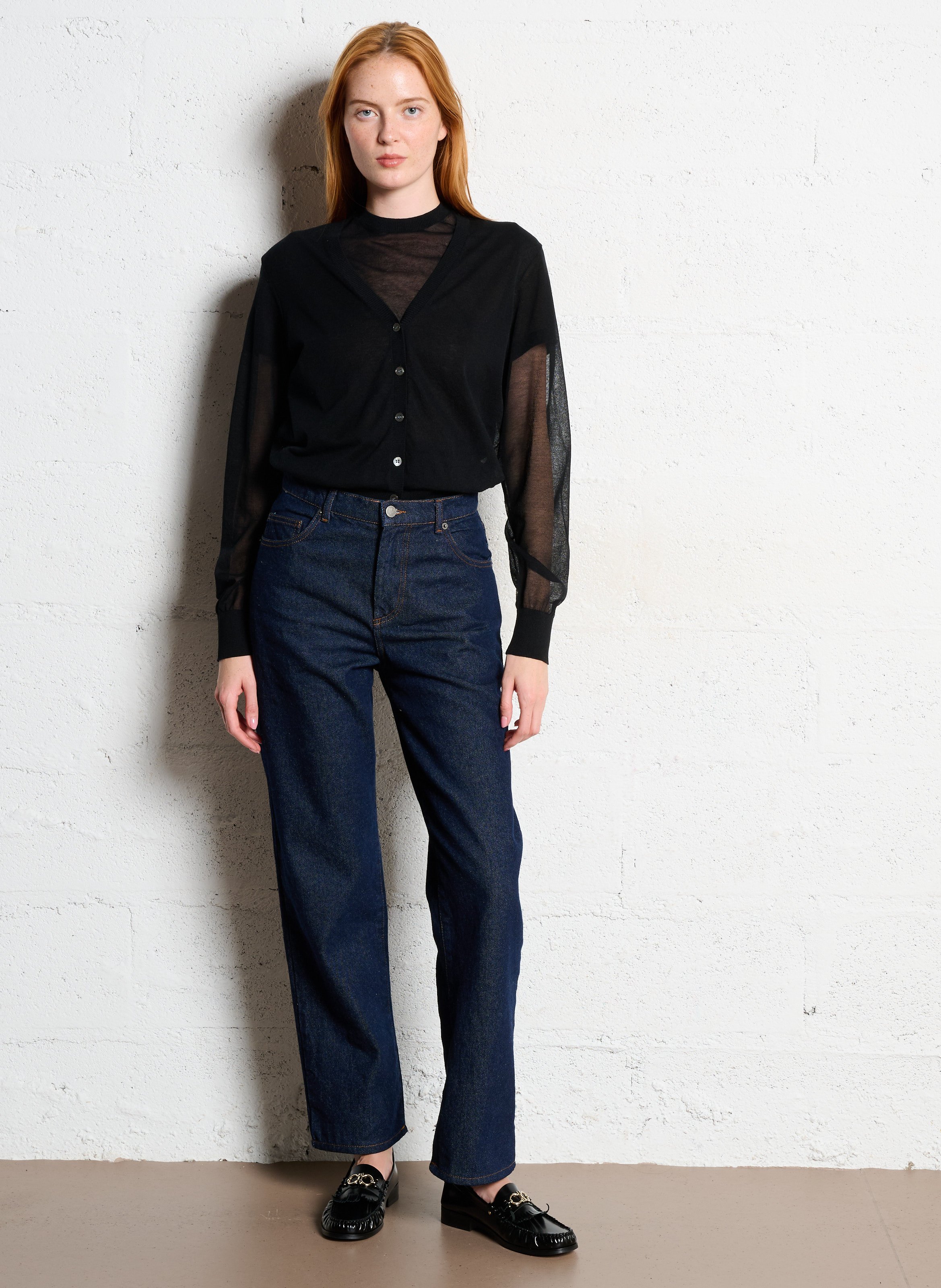 Jean droit taille haute en coton bio barnabe SOEUR Bleu