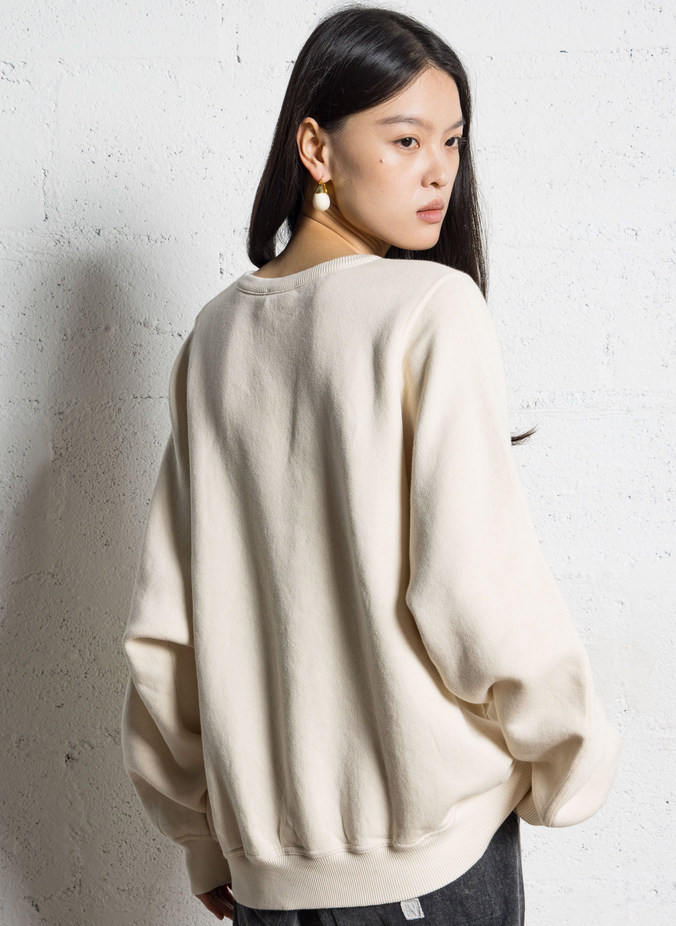 Sweat oversize col rond en coton mélangé fiky AMERICAN VINTAGE Beige