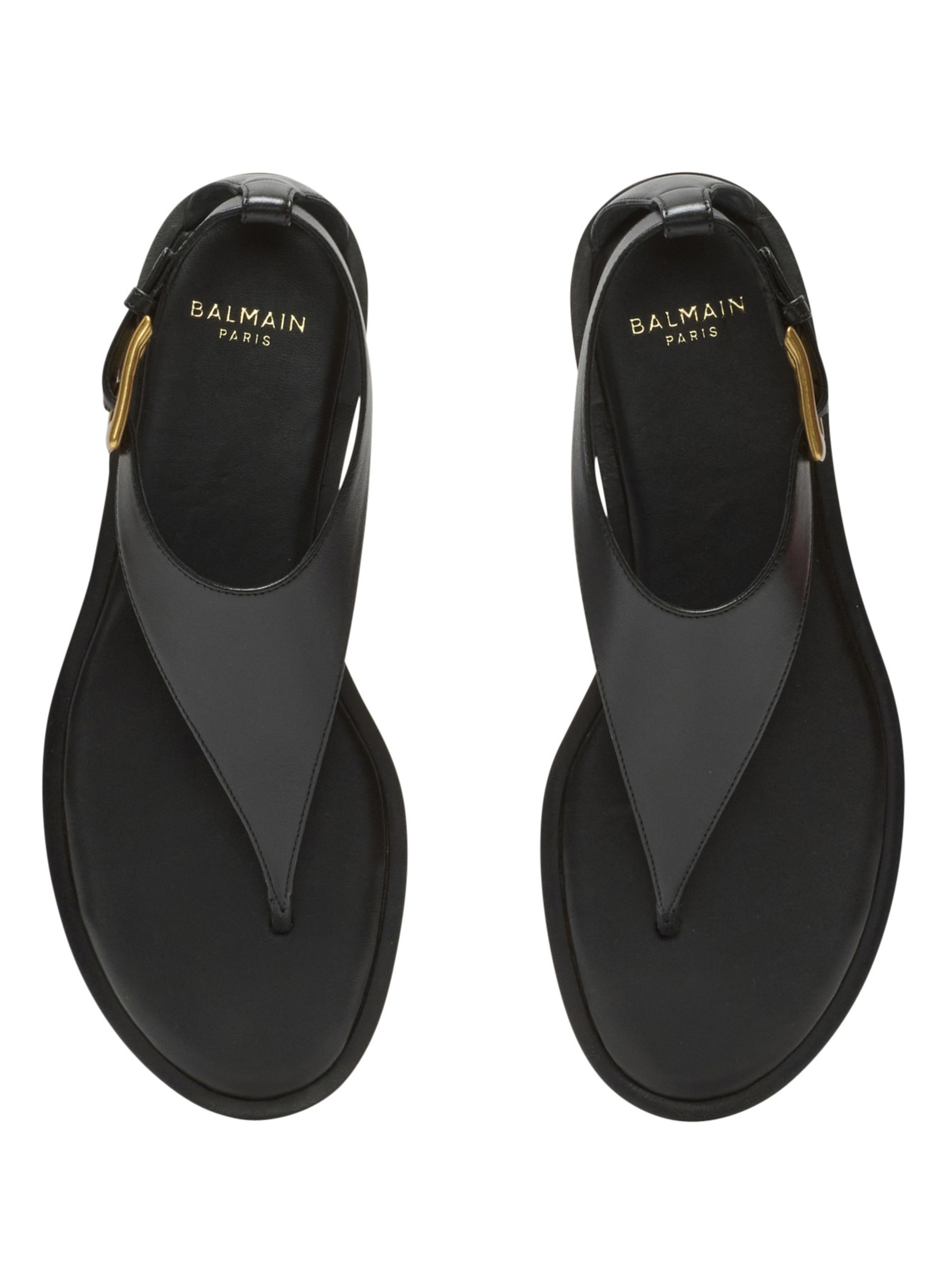 Sandales plates entre-doigts anthem en cuir d’agneau BALMAIN Noir