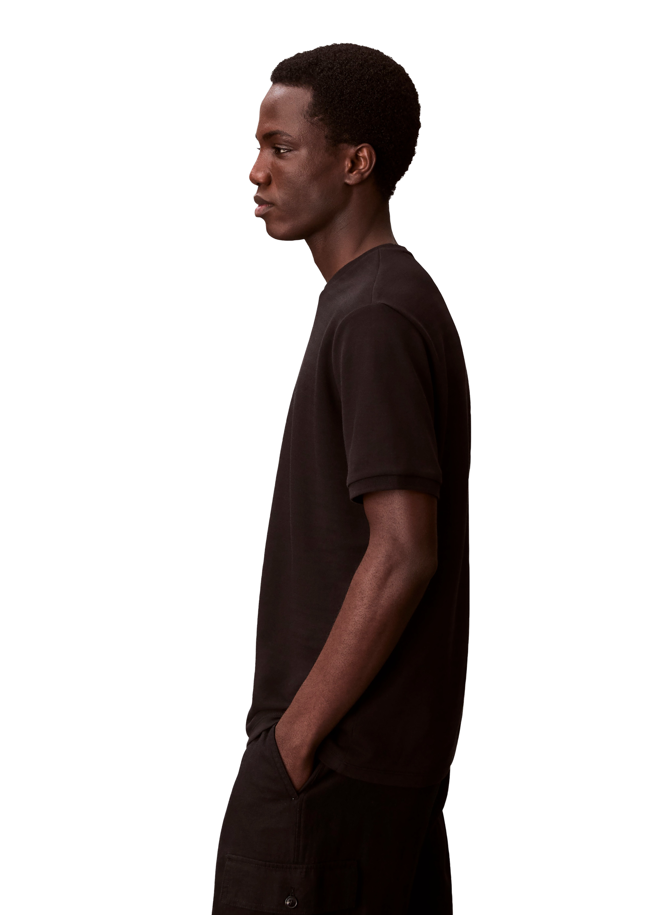 T-shirt manches courtes en coton mélangé CALVIN KLEIN Noir