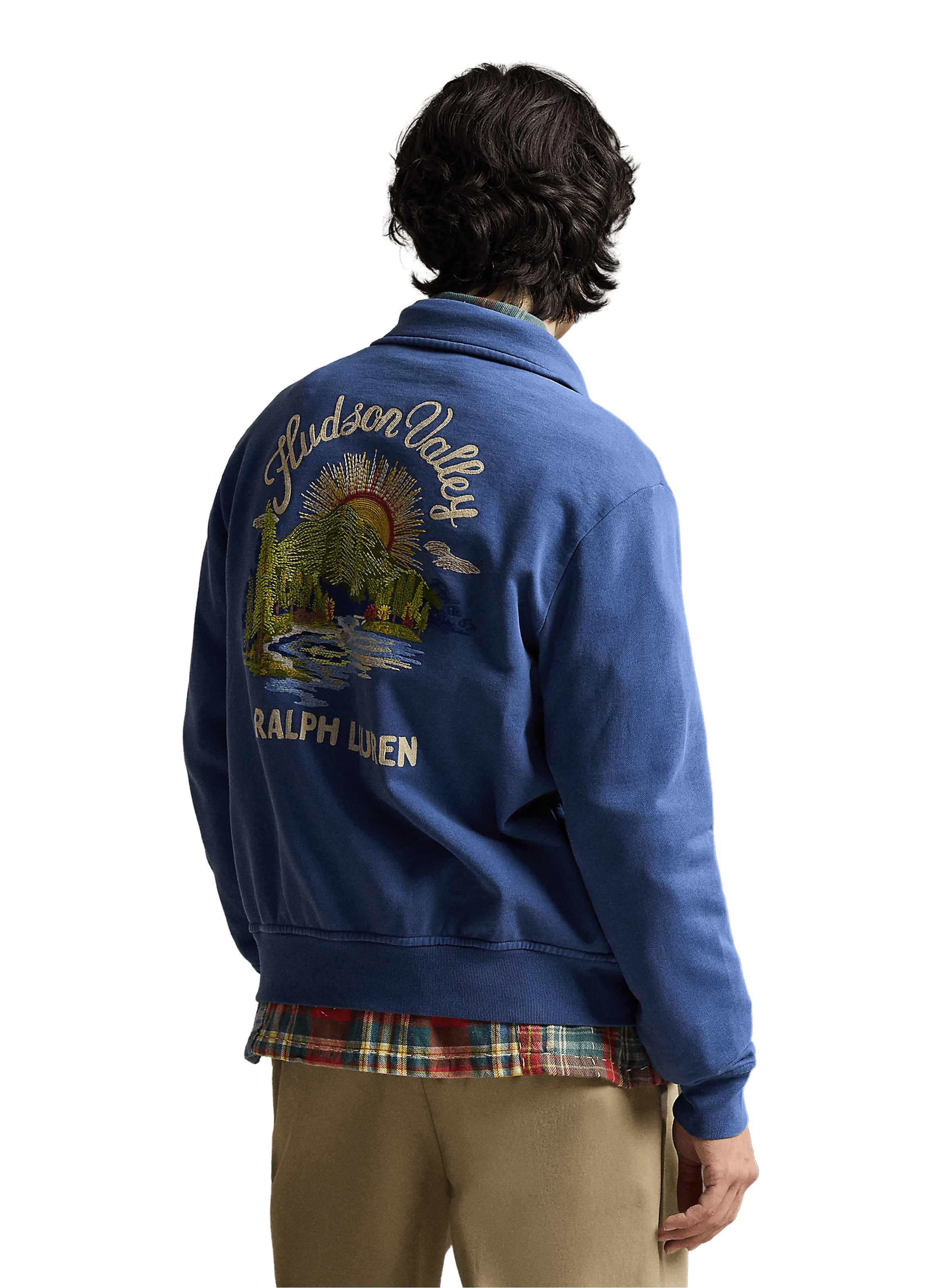 Blouson brodé en coton POLO RALPH LAUREN Bleu