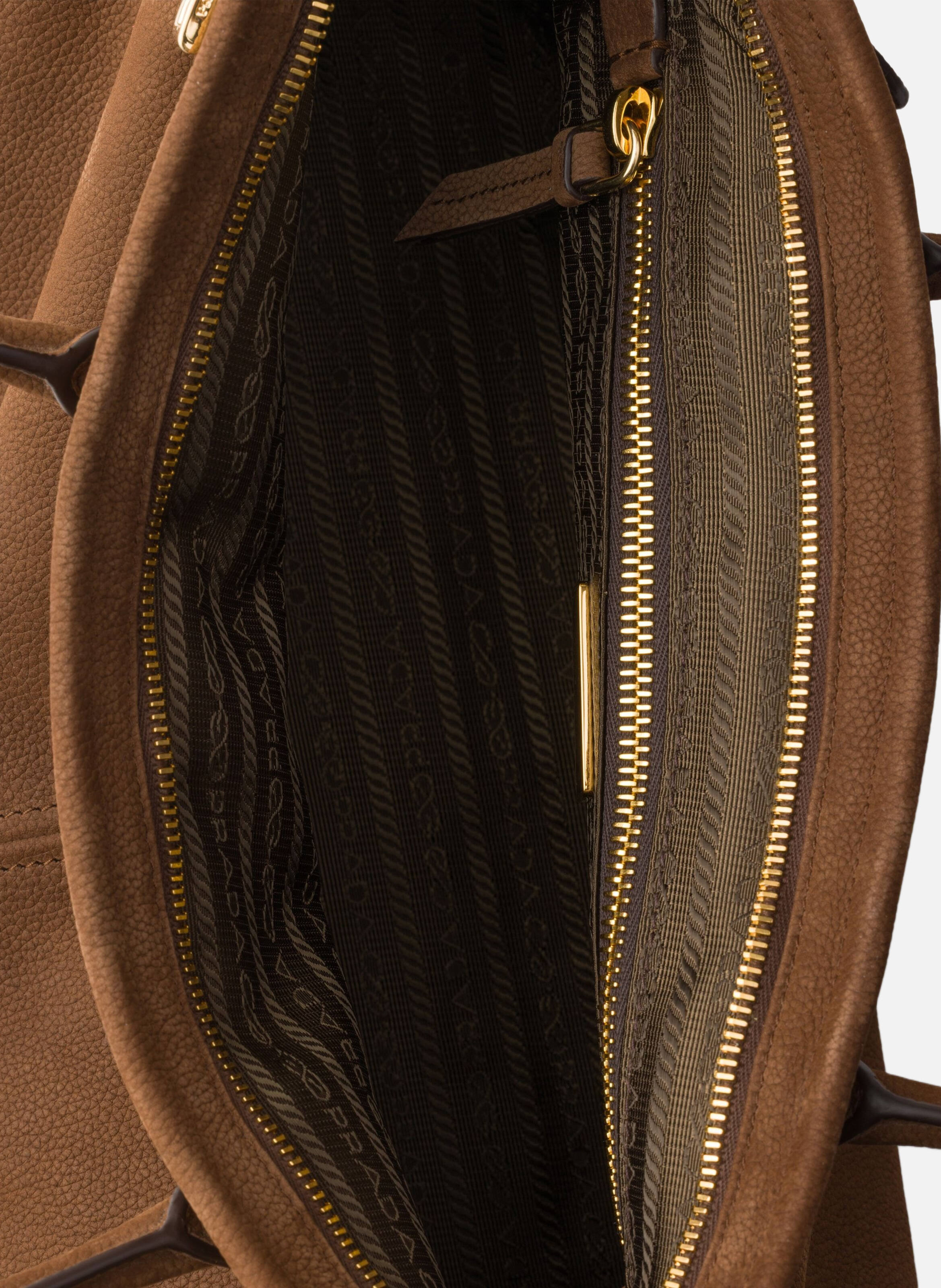 Grand sac à main prada bonnie en cuir nubuck PRADA Marron