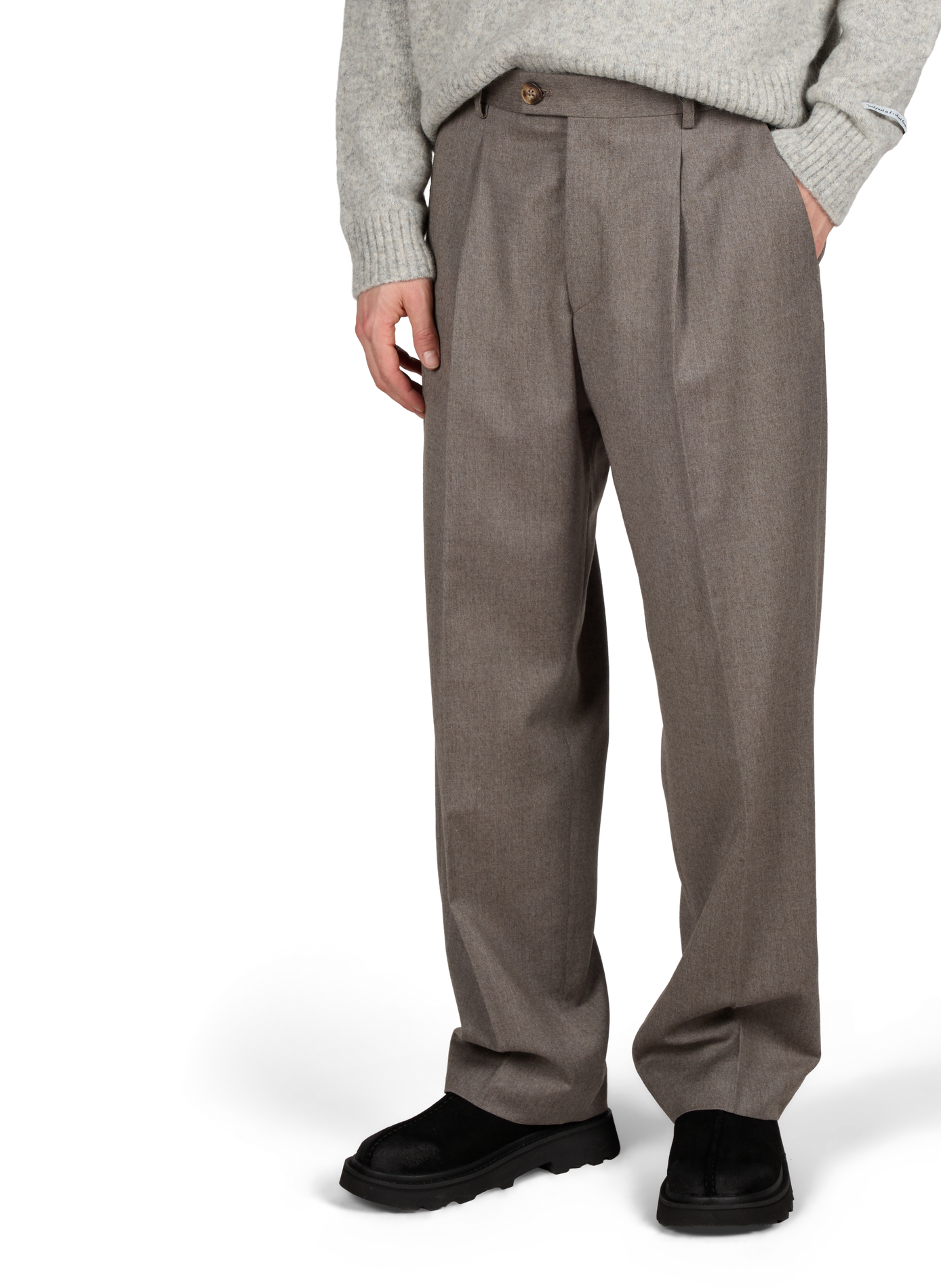 Pantalon droit en laine ANNARR Marron