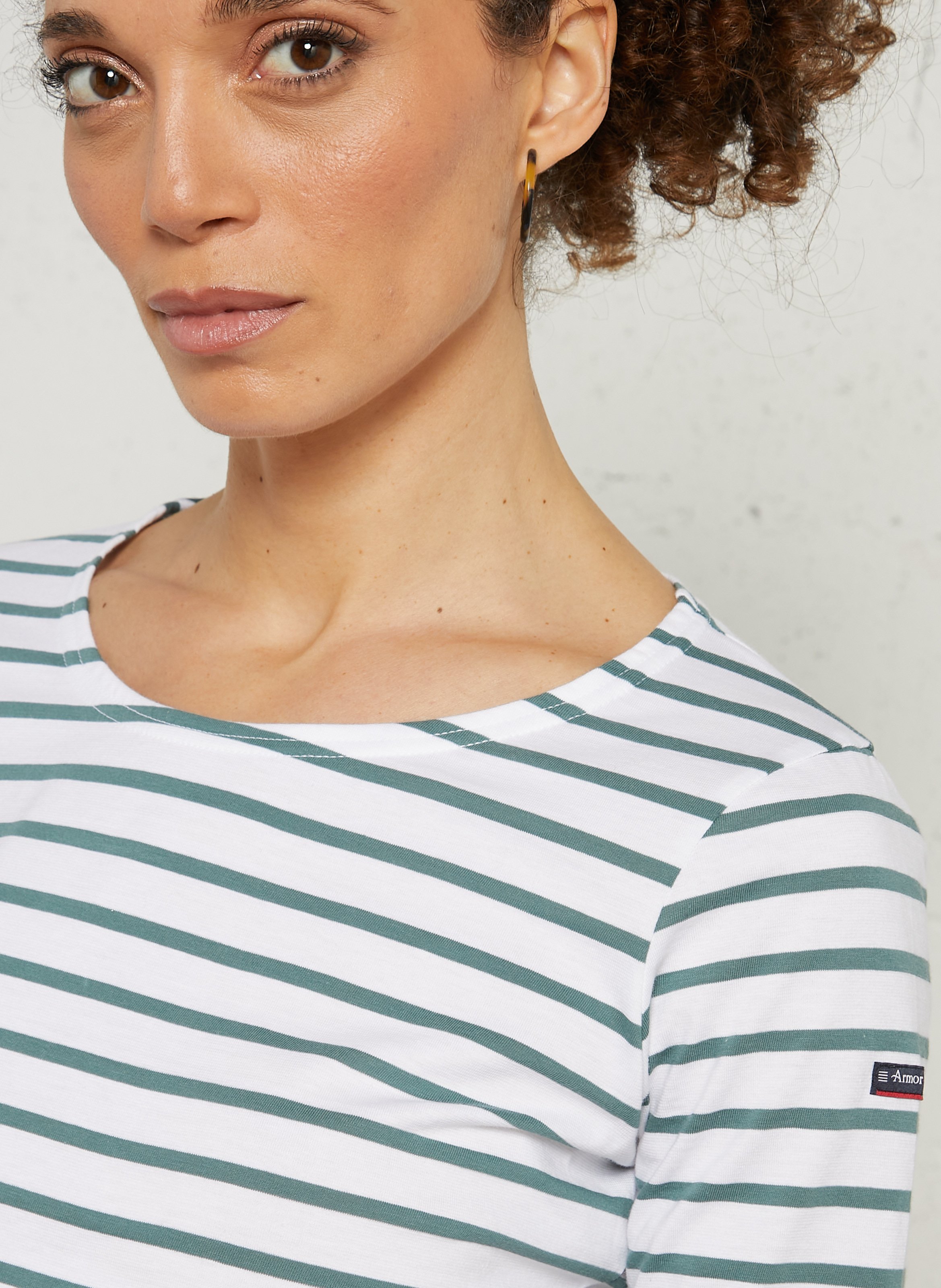 Tee-shirt droit col rond en coton ARMOR-LUX Blanc