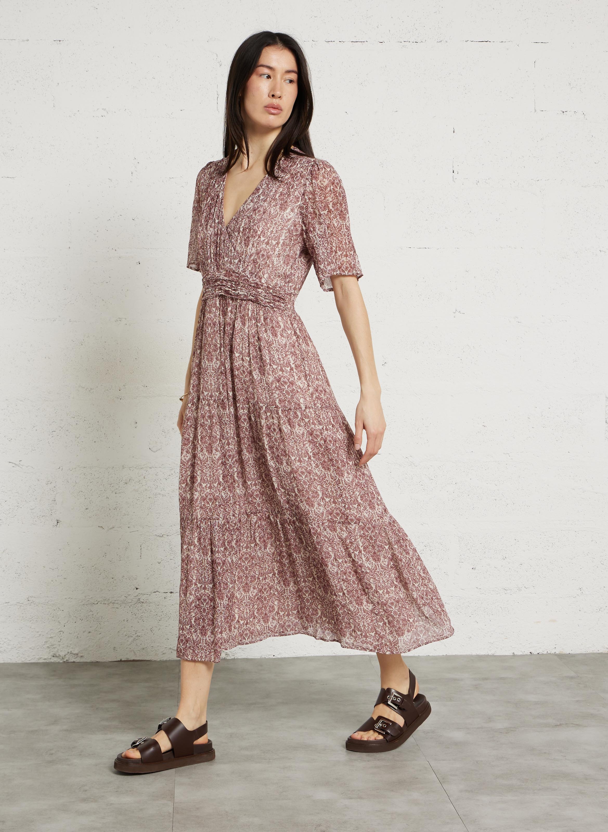 Robe cache-cœur évasée imprimée loumia MAISON 123 Violet