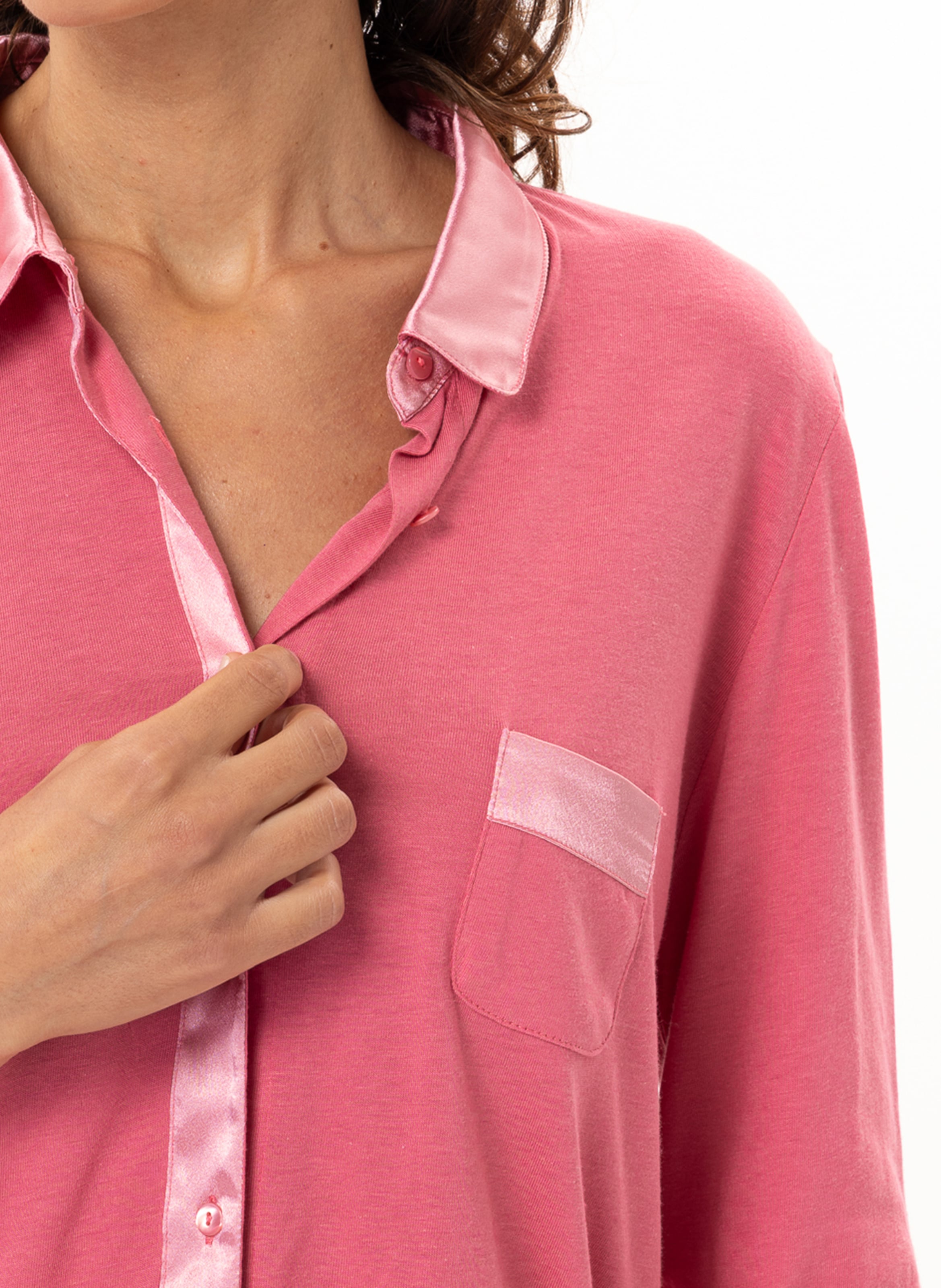 Pyjama boutonné en coton modal mily 206 LE CHAT Rose