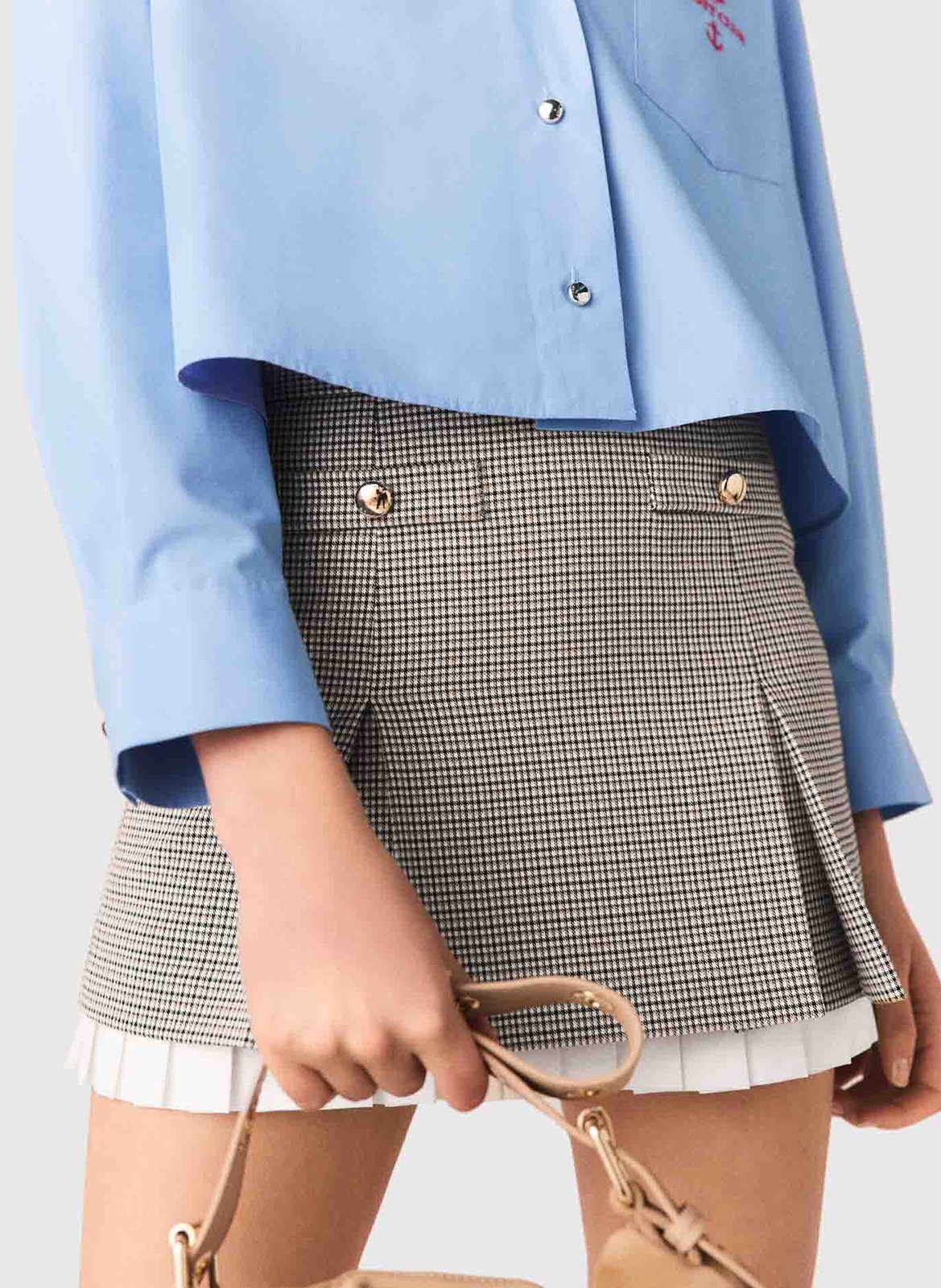 Jupe courte évasée imprimée MAJE Marron