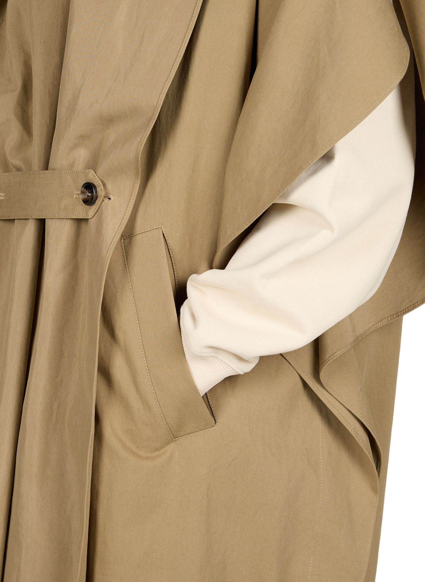 Trench cape sans manches en coton mélangé VIKTORIA CHAN Kaki