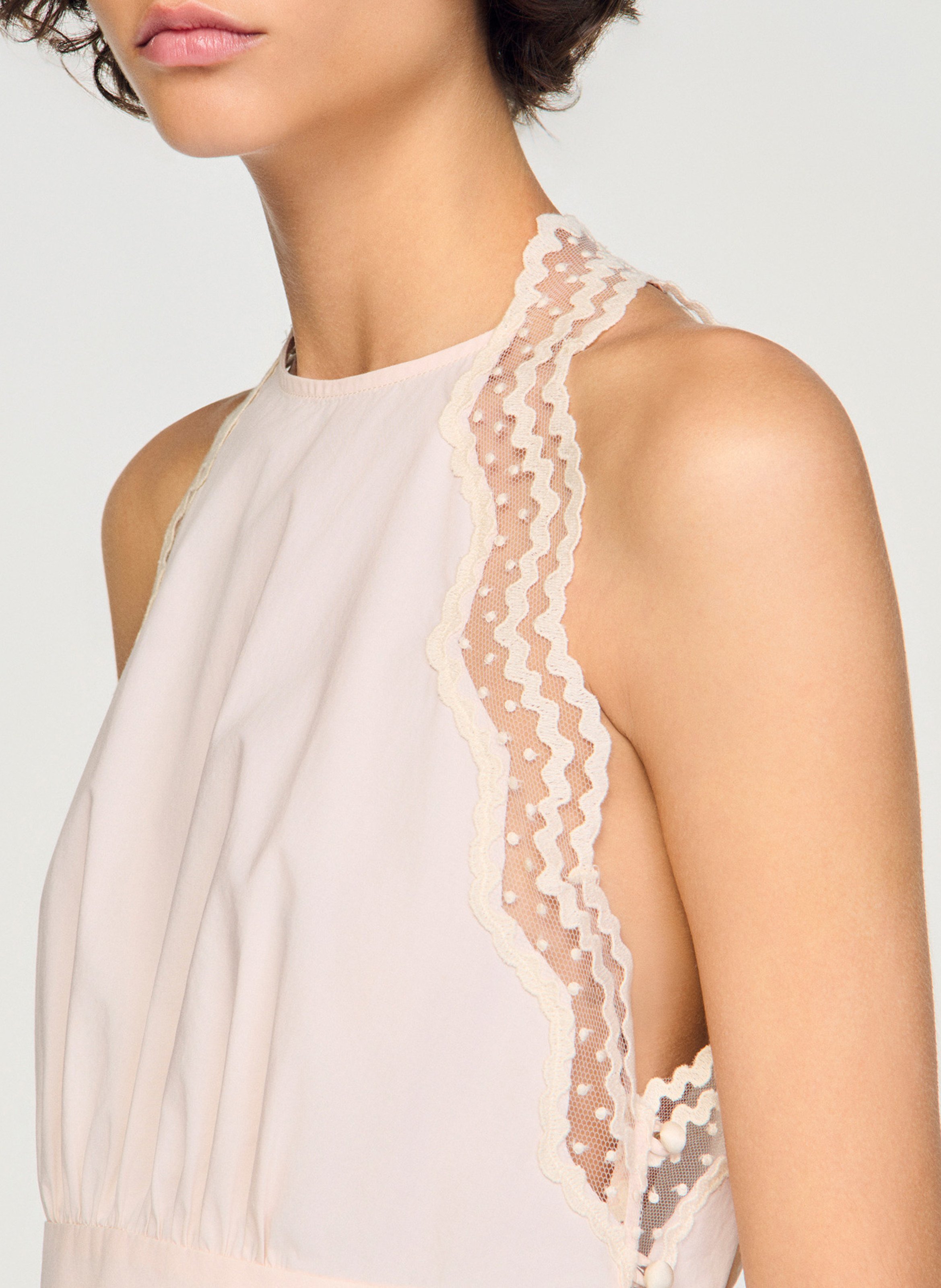 Top col rond en coton SANDRO Rose