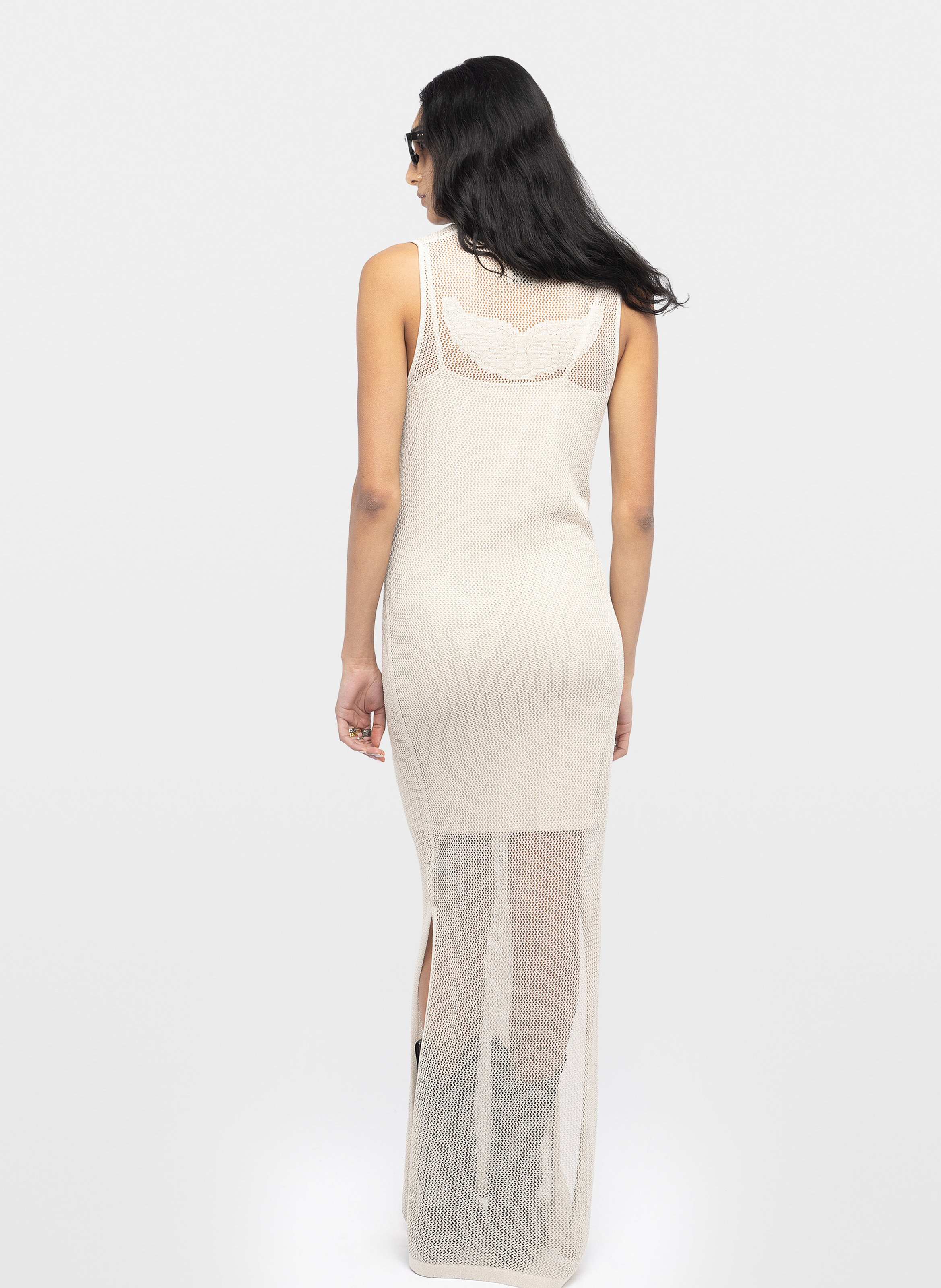 Robe longue col v en coton mélangé riza ZADIG&VOLTAIRE Beige