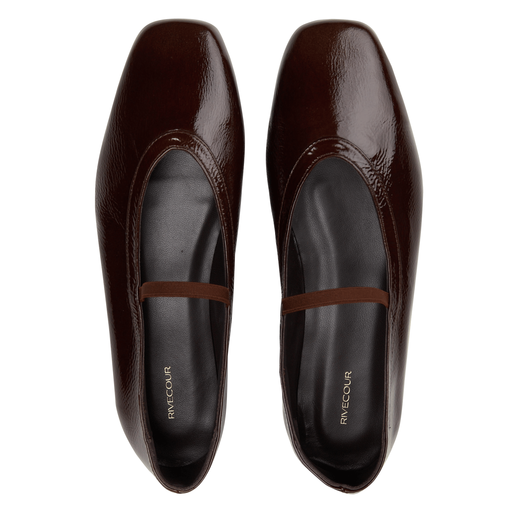 Ballerines en cuir vernis RIVECOUR Marron