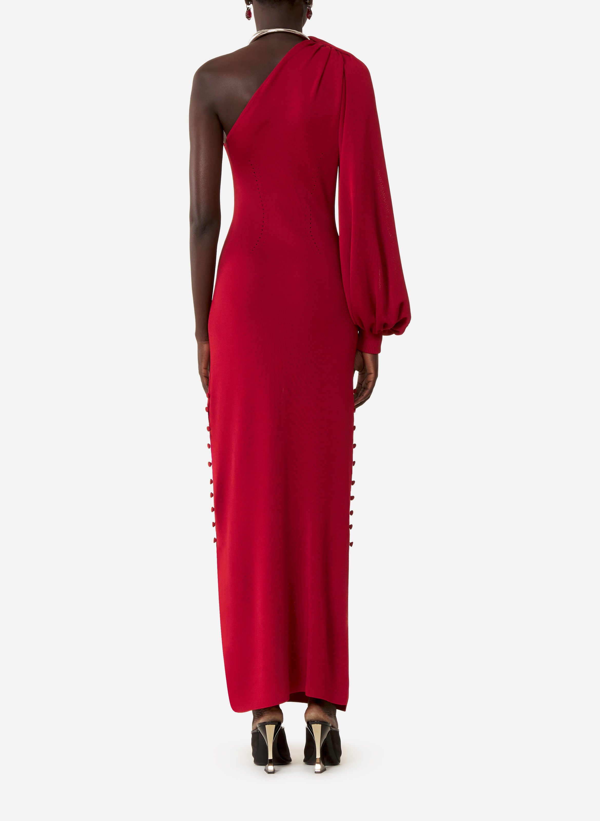 Robe choker asymétrique en viscose LANVIN Rouge
