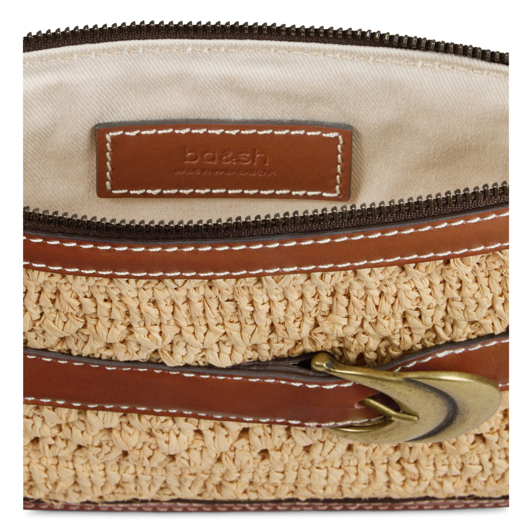 Pochette en raphia BA&SH Marron