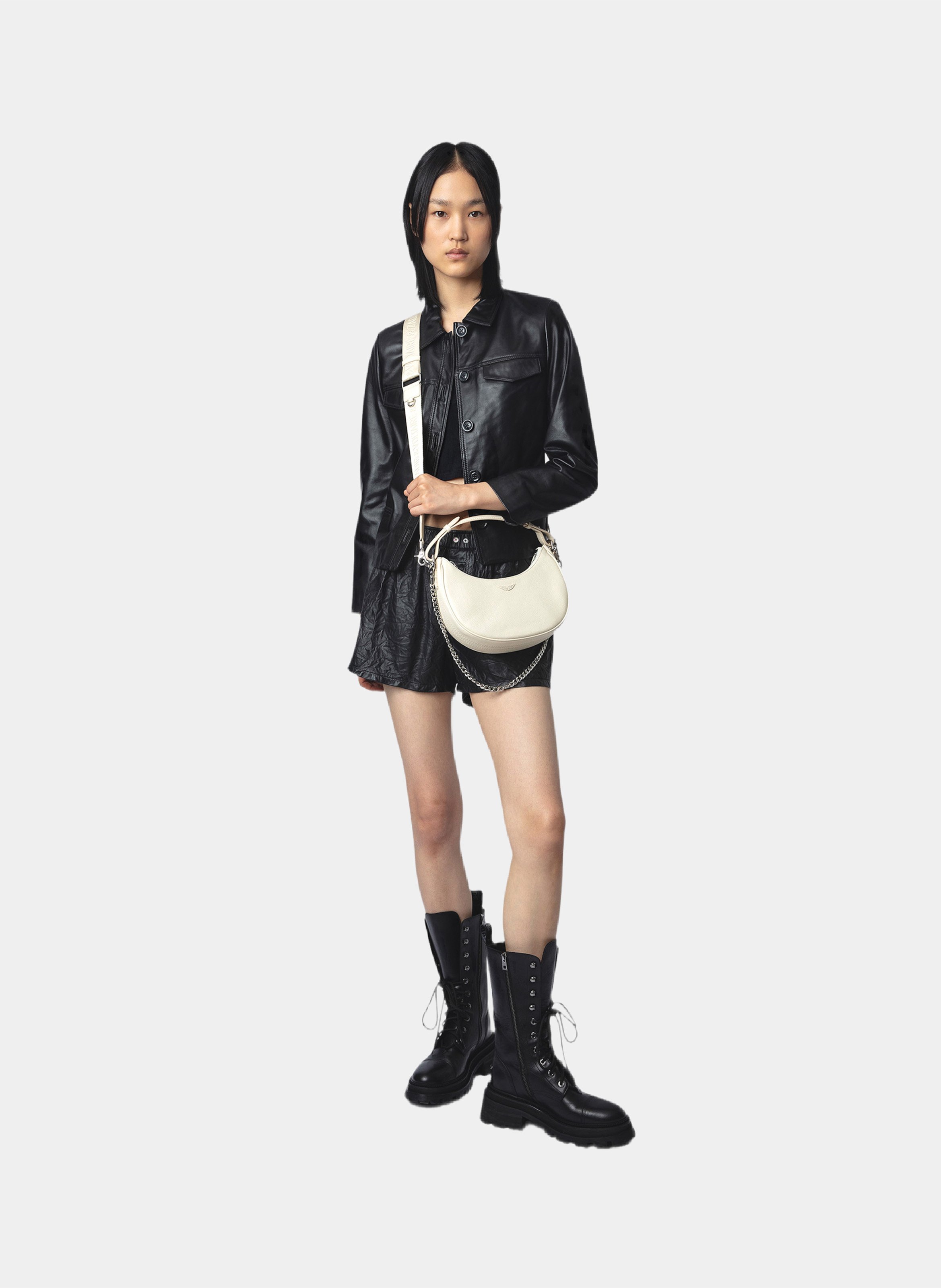 Sac épaule en cuir moonrock ZADIG&VOLTAIRE Blanc